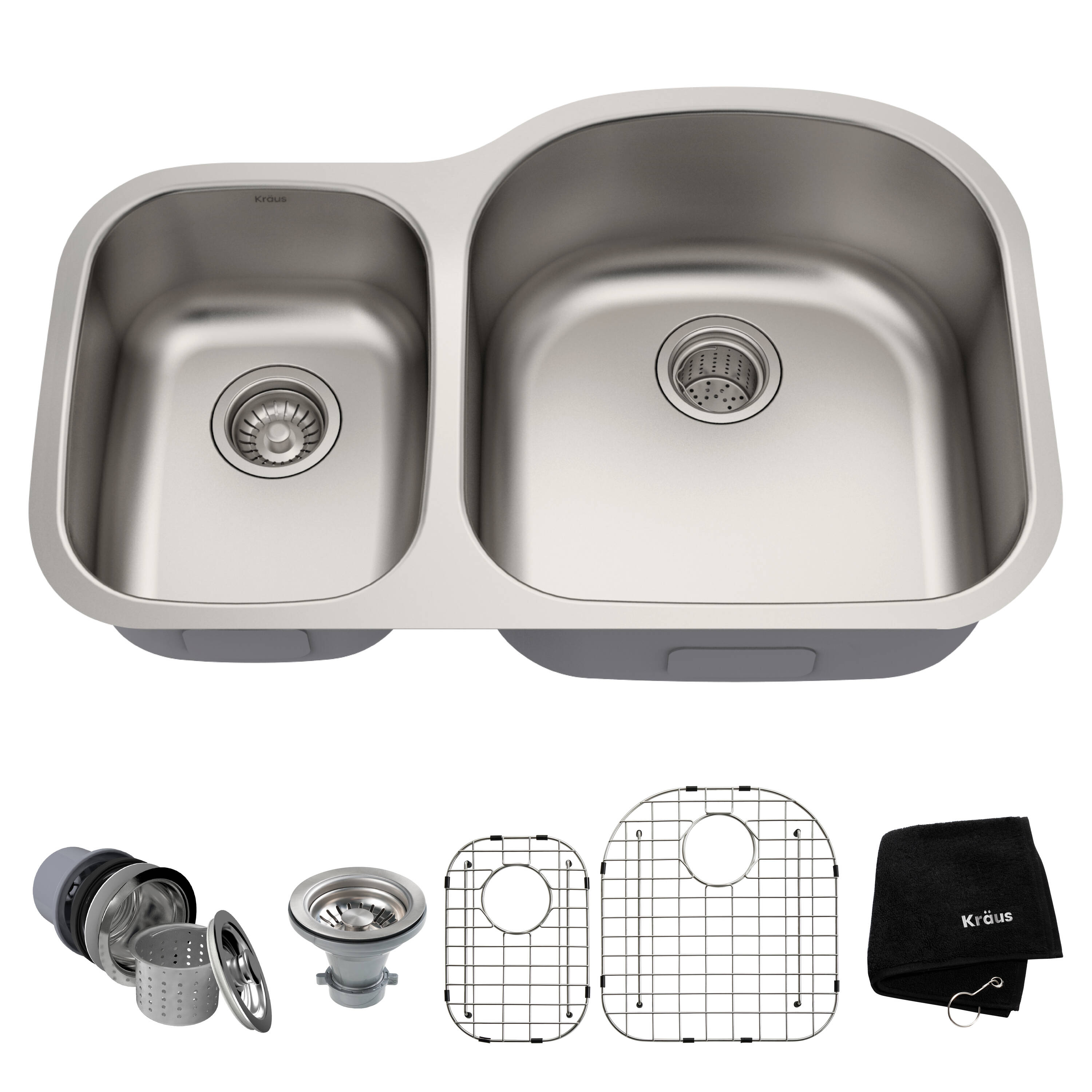 Kraus 32-inch Satin Stainless Steel Undermount Double Bowl Kitchen Sink