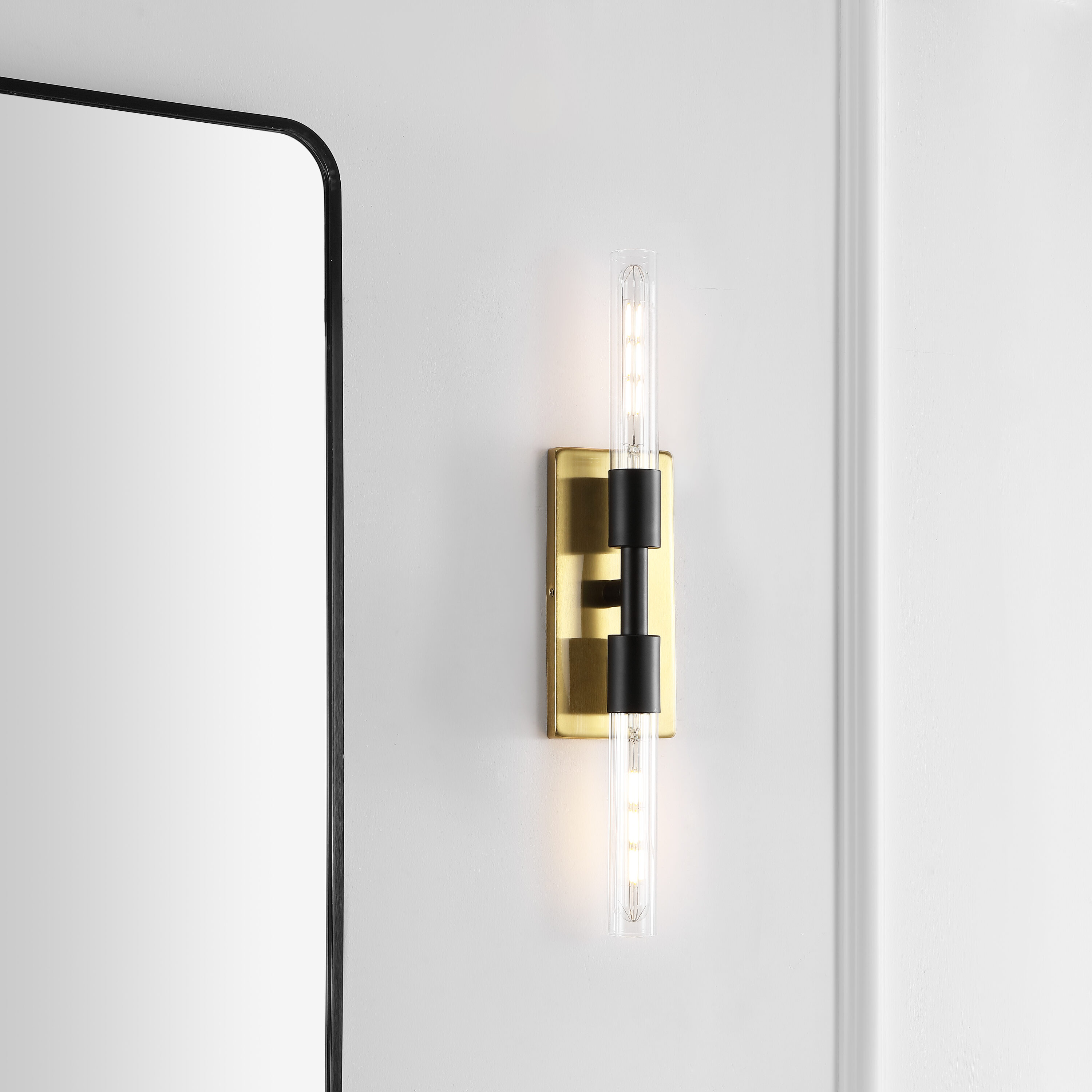 Nyx 24.5" Black and Brass Iron Wall Sconce