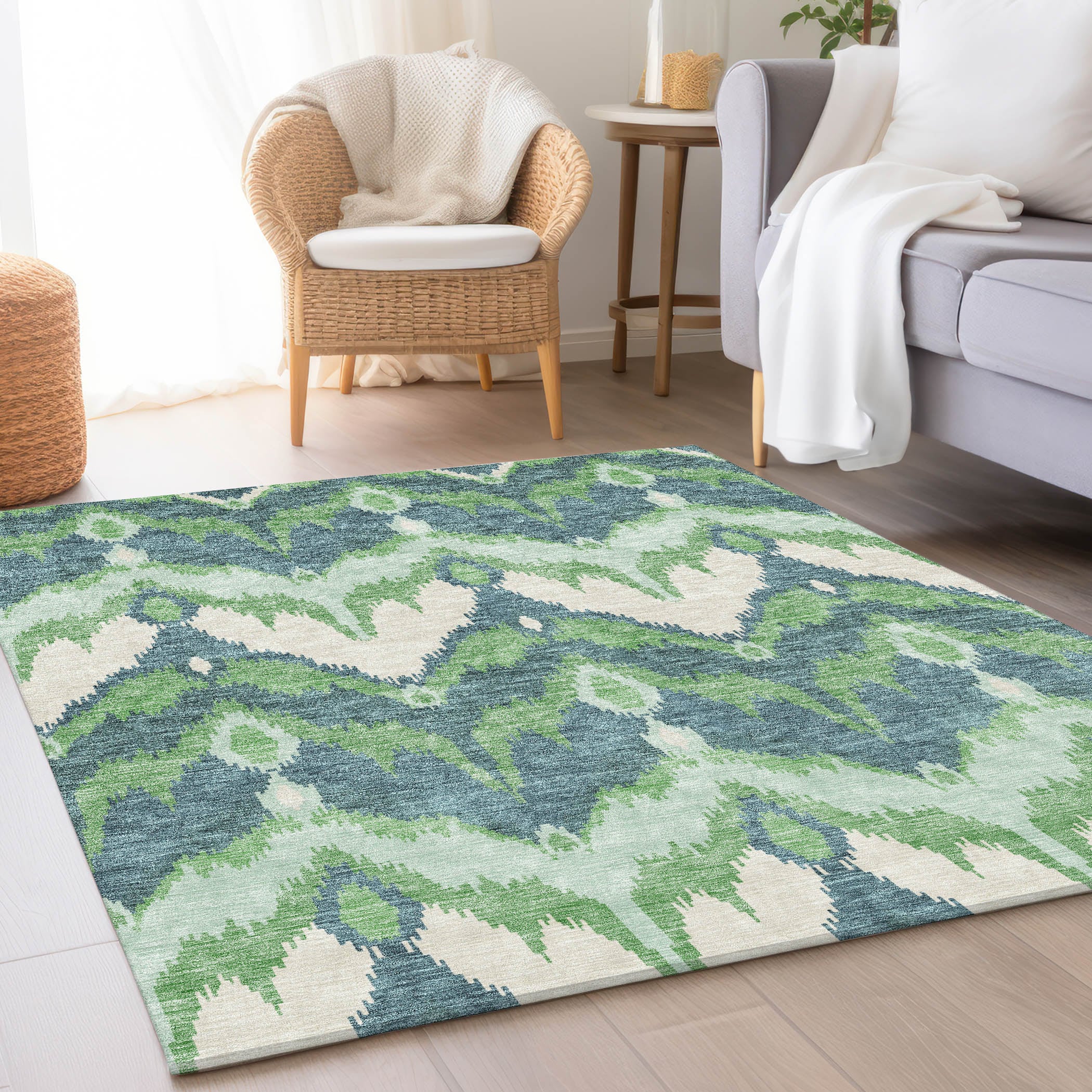 Addison Rugs ACN743GE3X5 Chantille ACN743GE 3 x 5 (ft) Polyester Green Rectangular Indoor/Outdoor Geometric Machine washable Area rug