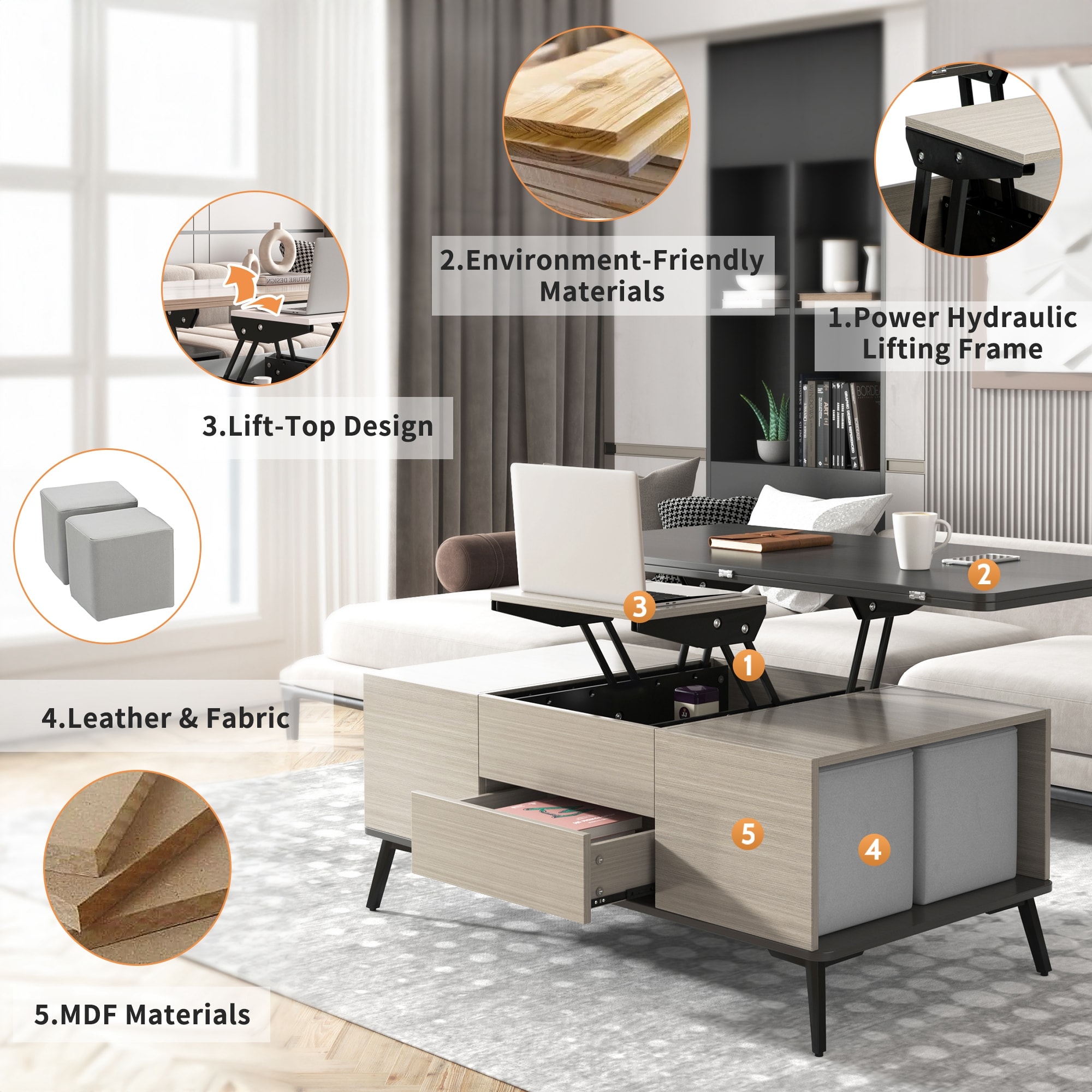 ModernLuxe L3P-CH307469AAG Coffee-Tables - View #7