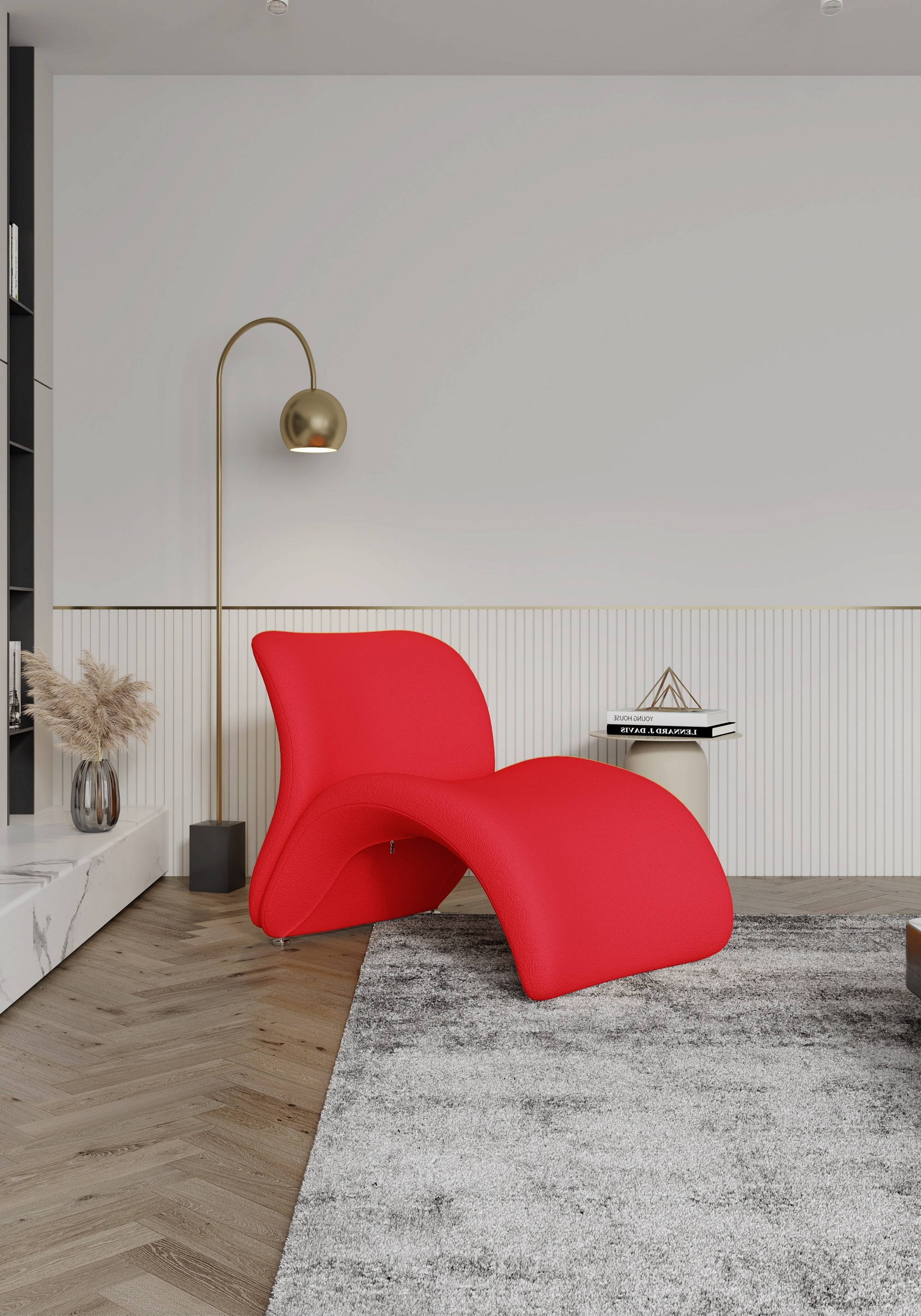 Manhattan Comfort 2-AC013-RD 2 Rosebud Modern Red Wool Accent Chair