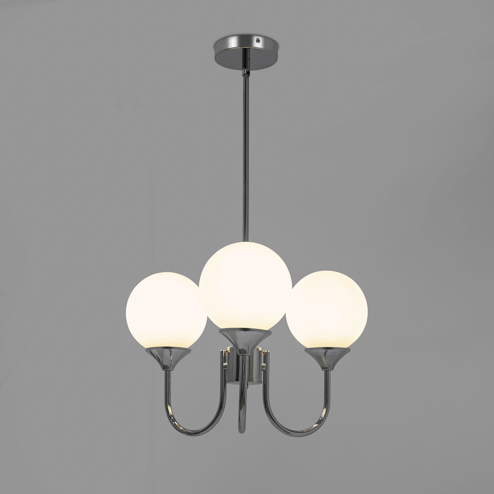 Oukaning JZUCQ38UUSHCX 3 -Light Chrome and White Modern/contemporary Frosted glass Globe Small Hanging Kitchen island light