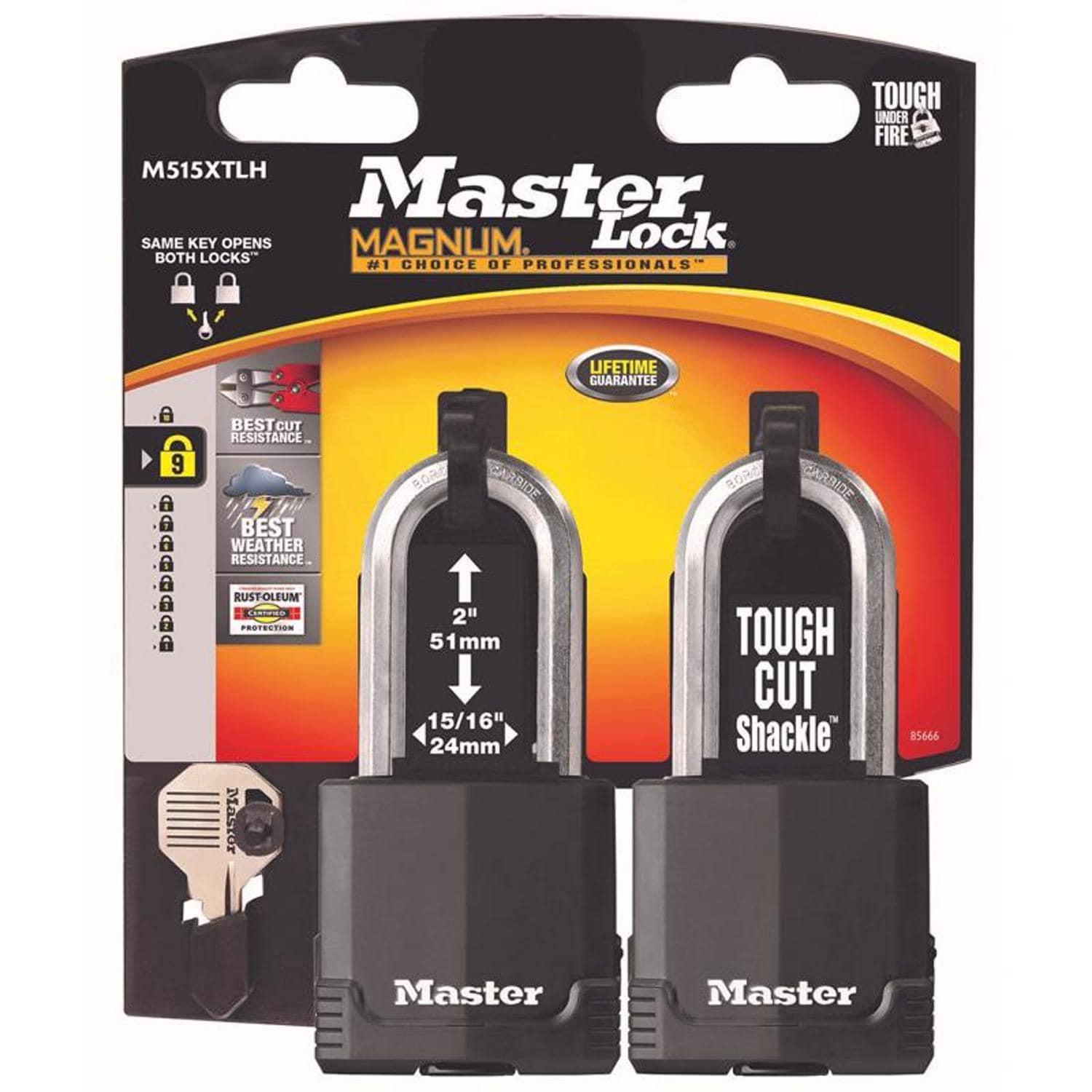 Master Lock  Magnum 2 in. H X 1-5/16 in. W X 2 in. L Steel Ball Bearing Locking Weather-Resistant Pad