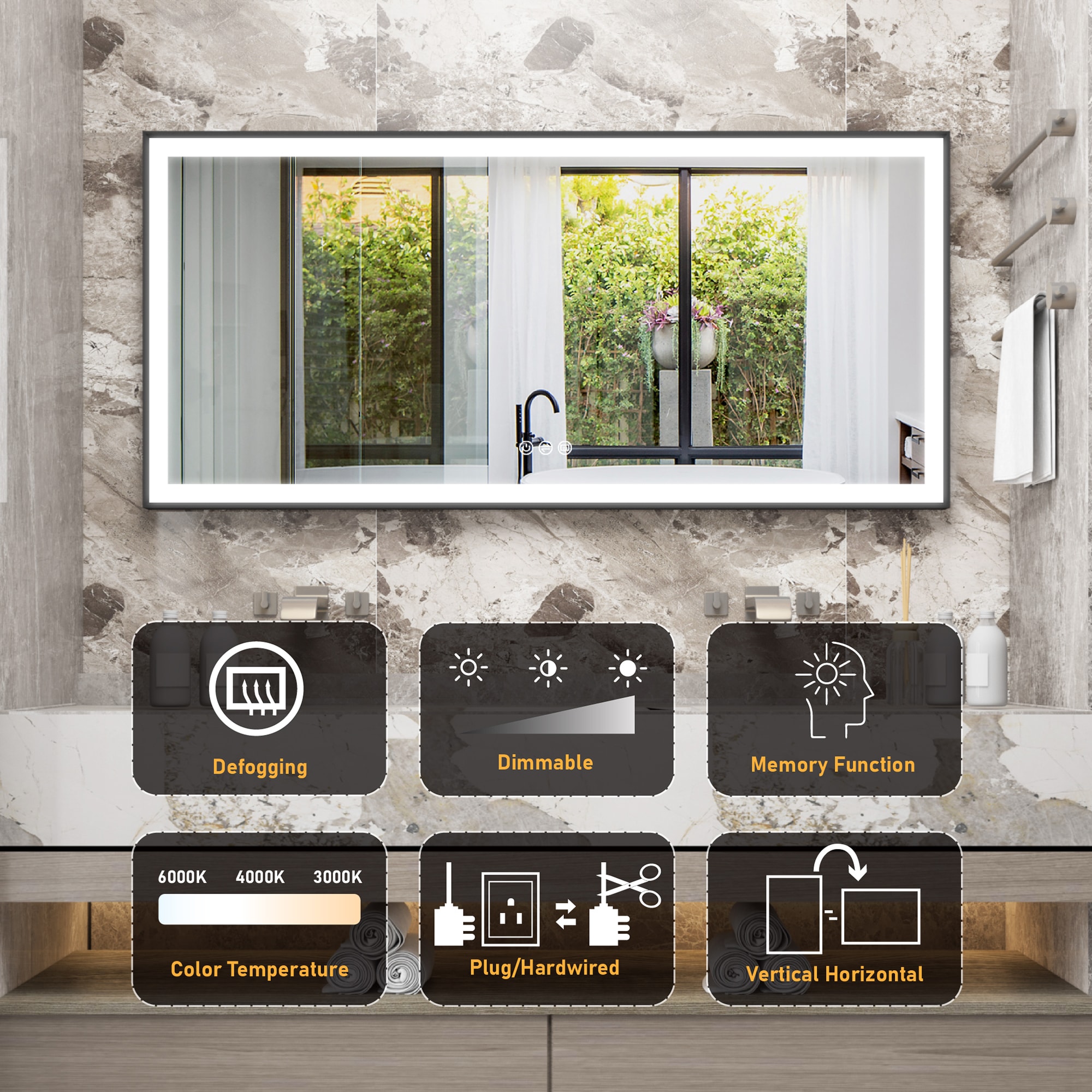 Forclover FLW-ER6028B Framed-Bath-Mirrors - View #7