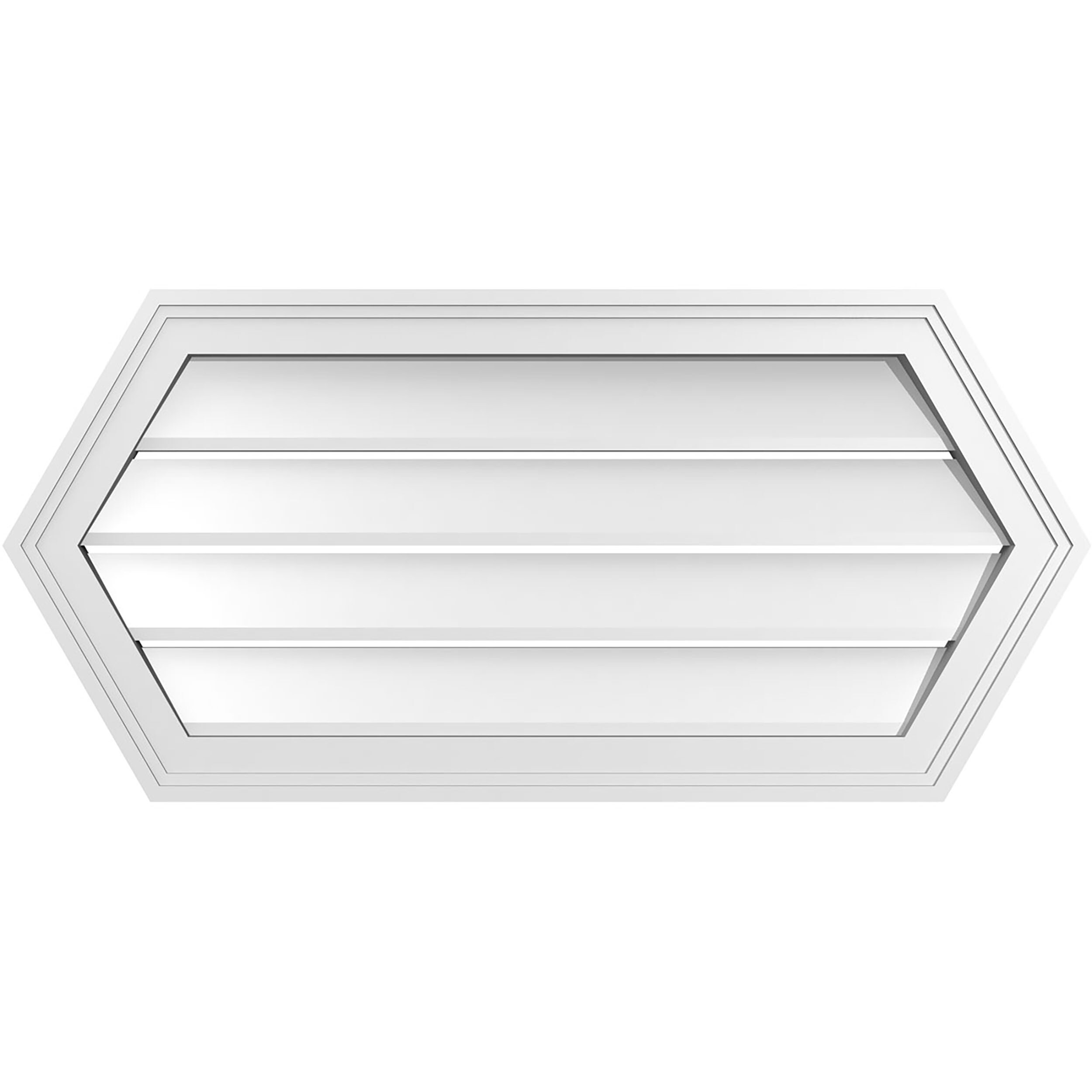 Ekena Millwork GVPHP34X1602SF 34-Inches x 16-Inches Off-white Peaked PVC Gable Louver Vent