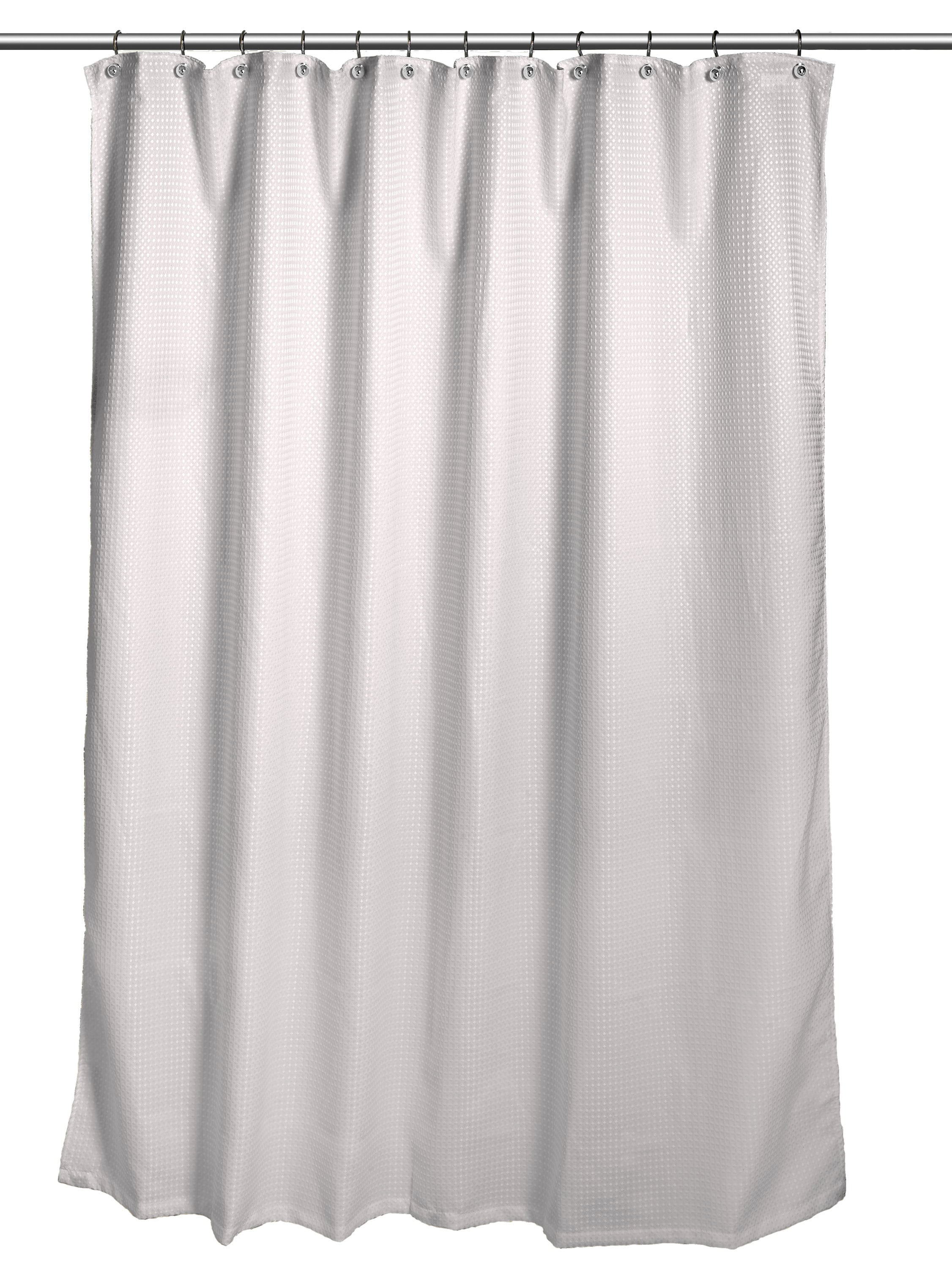 Polyester Shower Curtain Plain White Extra Wide Extra Long Standard W Hooks Ring 