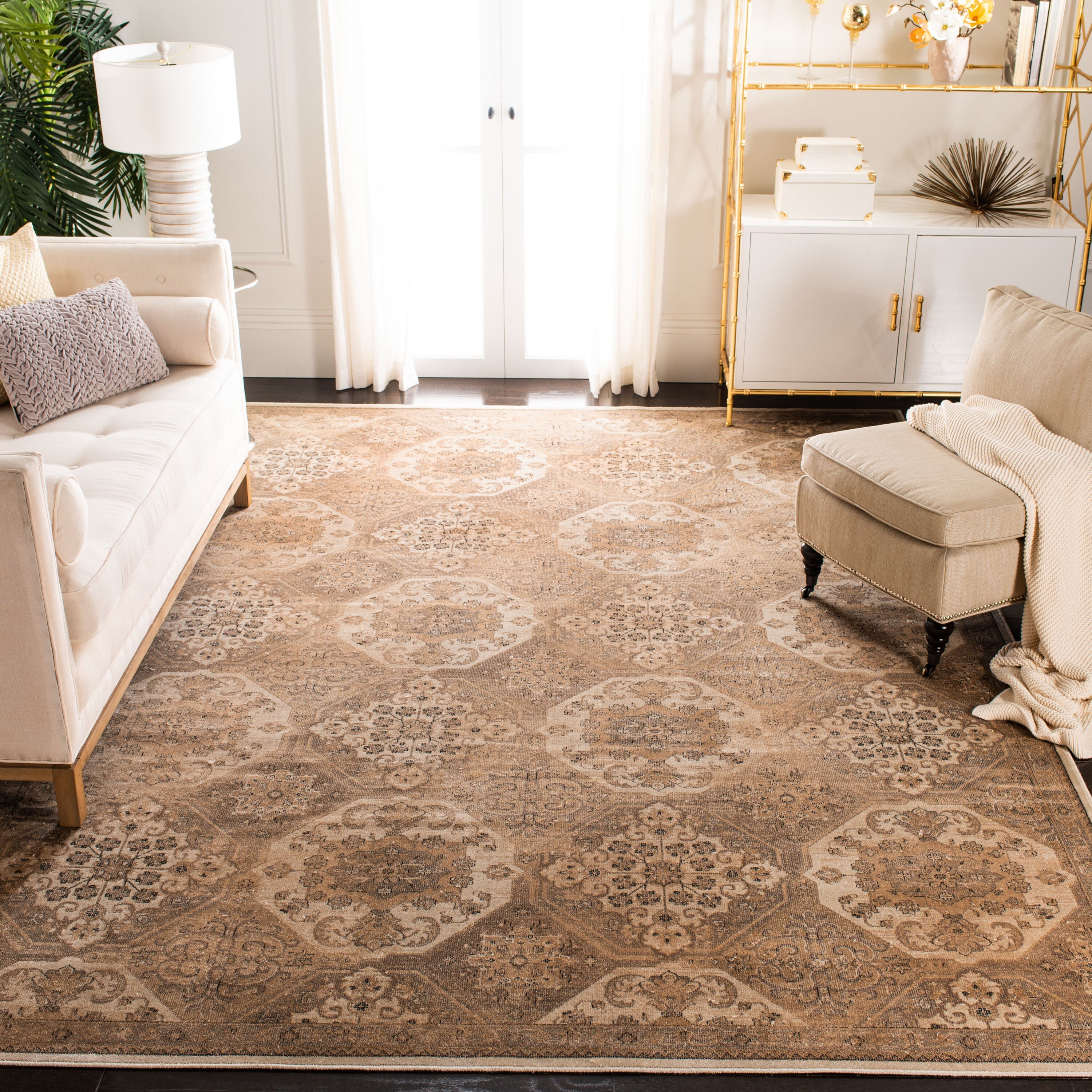Safavieh VTG128-3440-8 Vintage Rosine 8 x 11 (ft) Loomed Synthetic Beige/Cream Rectangular Indoor Floral/Botanical Vintage Area rug