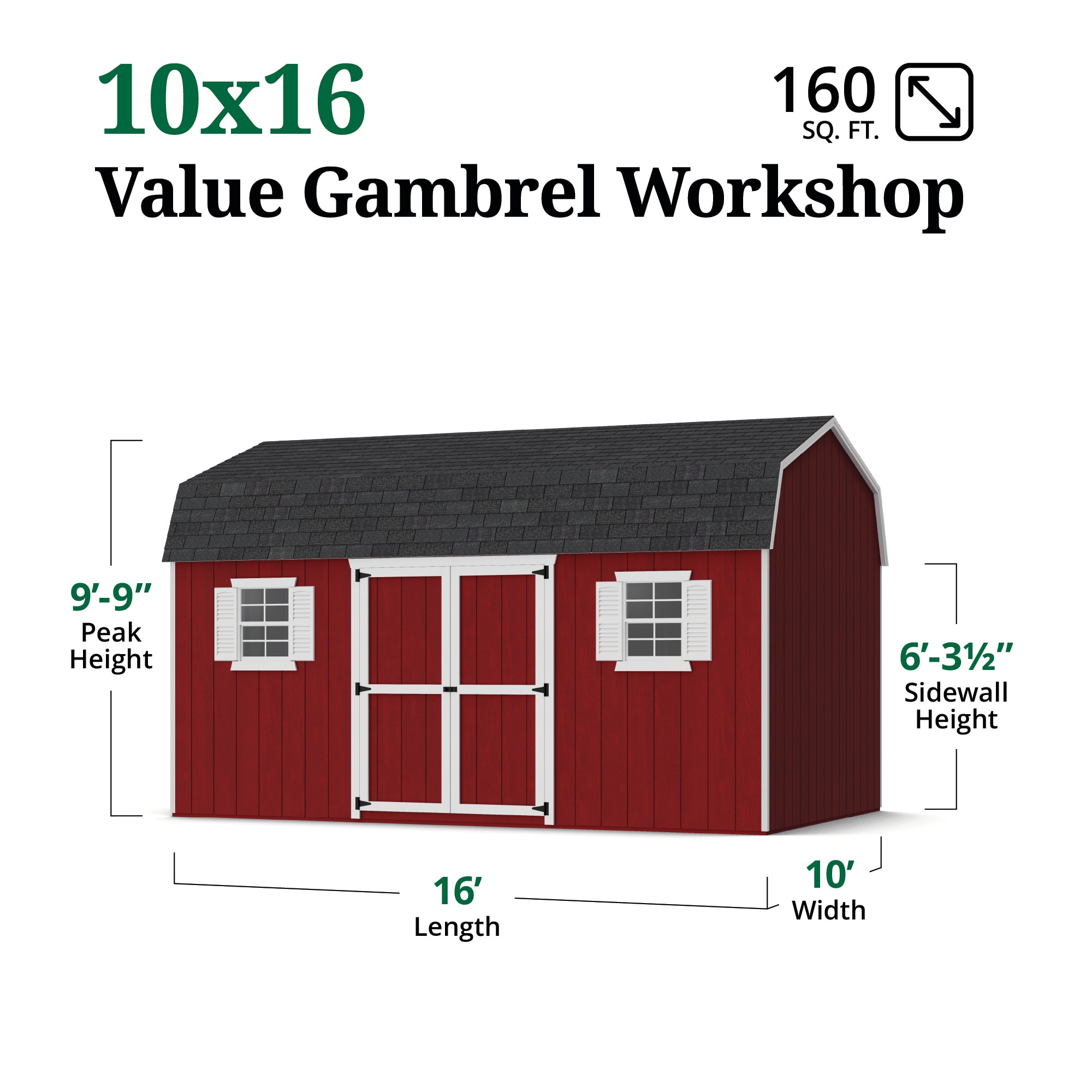 Little Cottage Co 10X16 VGB-6-WS-PC Wood-Storage-Buildings - View #3
