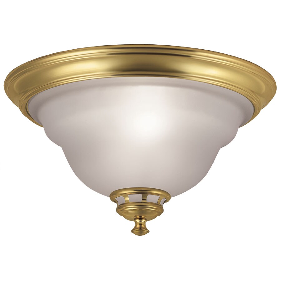 Polished Brass And Alabaster Melon Glass 2 Light 13" Flush Ceiling Light 