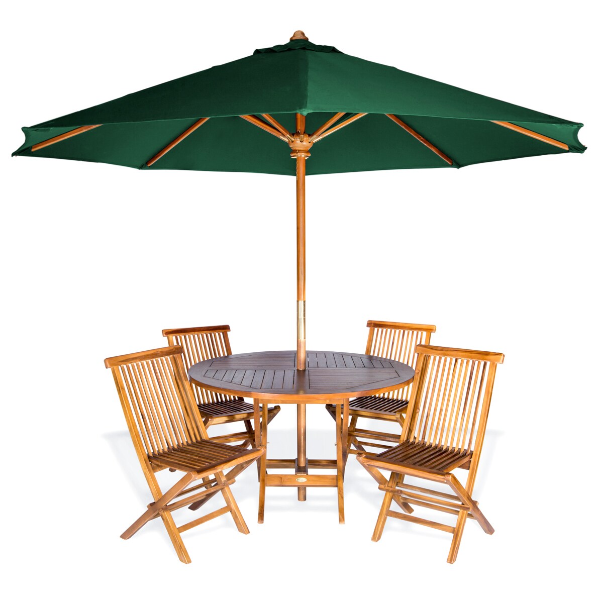 All Things Cedar TT6P-R-G 6 -Piece Java Patio Dining Set Wood Round Table with 4 Stationary Chairs