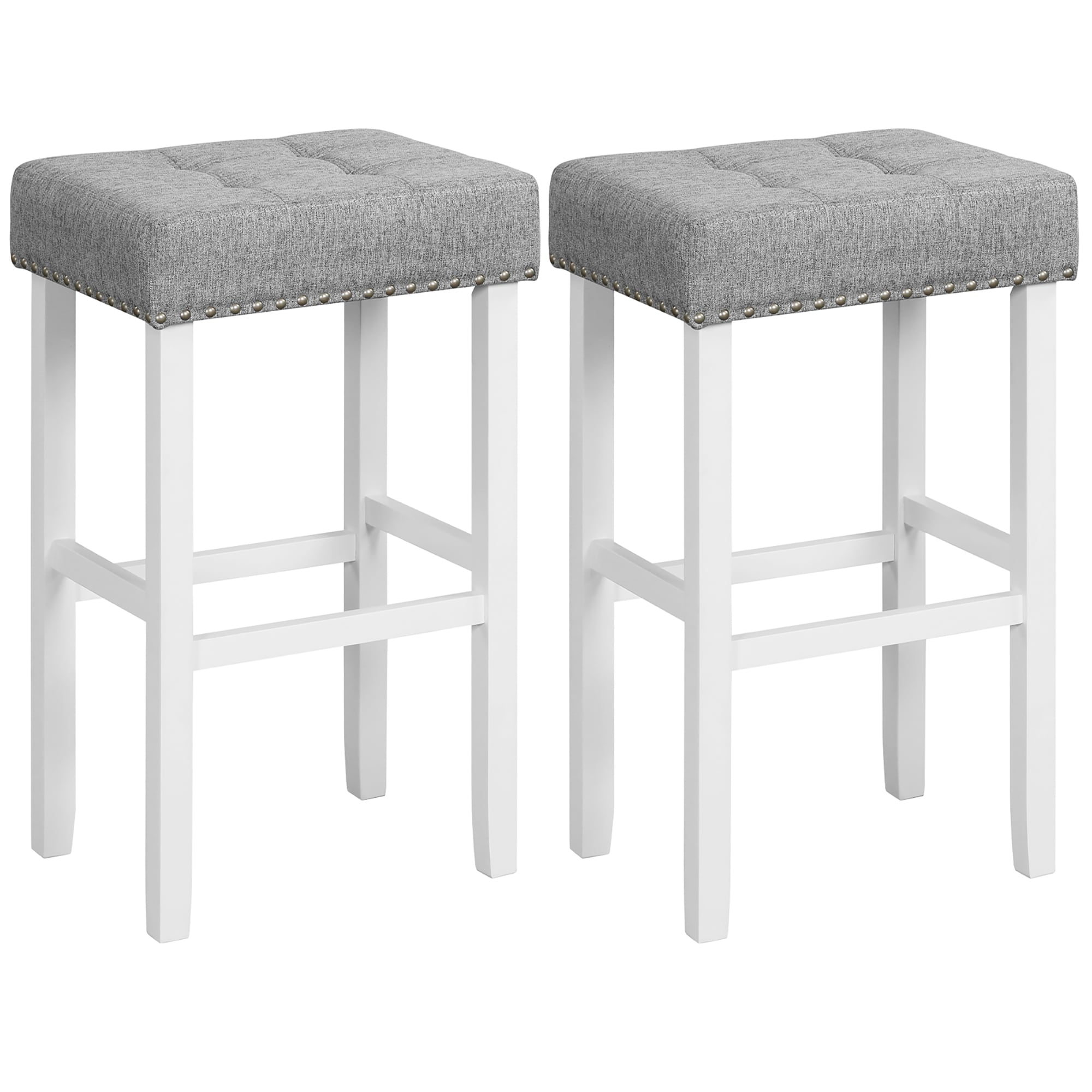 Goplus LWS00341 Gray 29-in H Bar height (28-in to 33-in) Saddle Seat Upholstered Wood Bar Stool