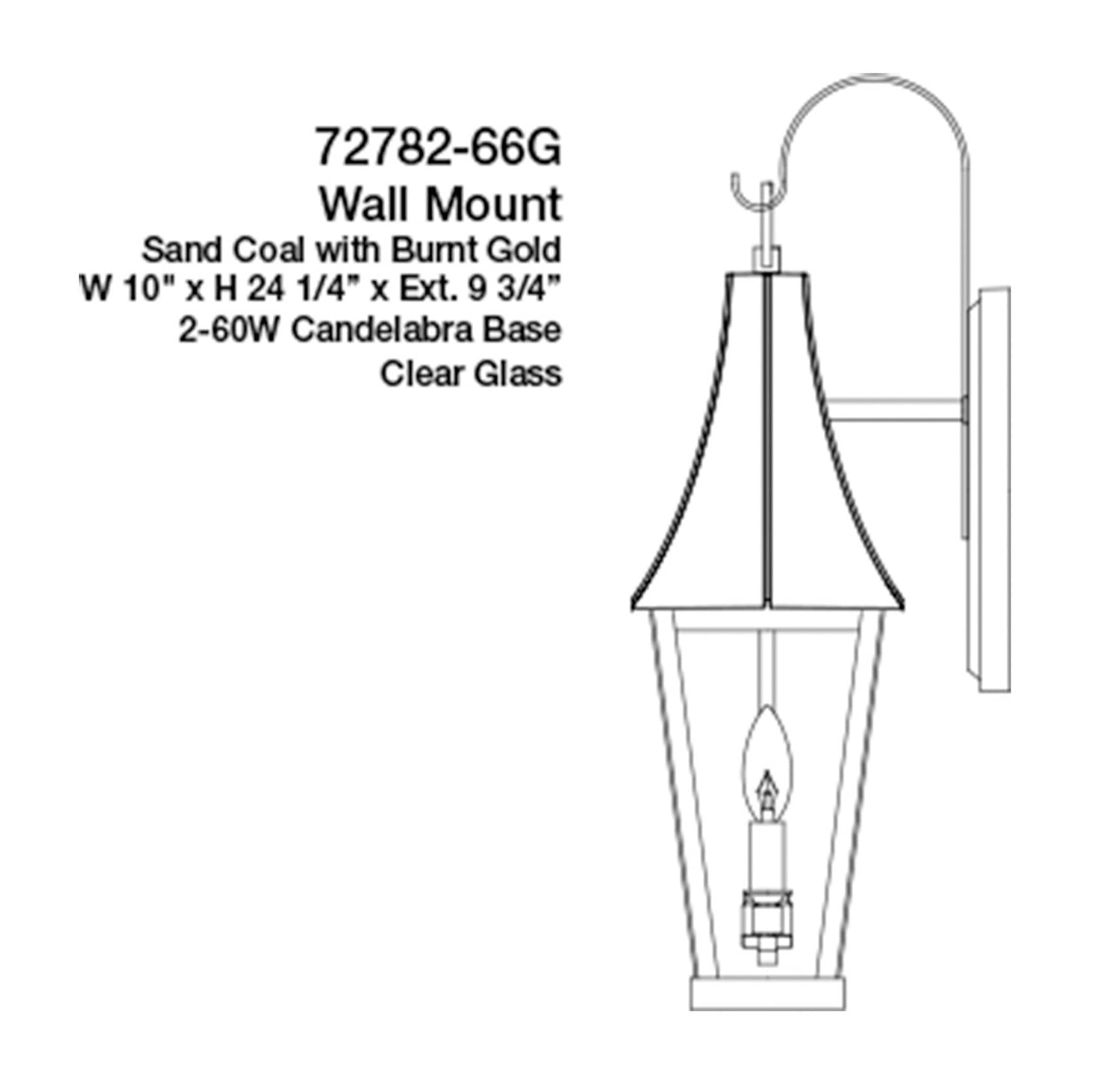 Chateau Grande Black and Gold 2-Light Outdoor Wall Sconce with Glass Shade