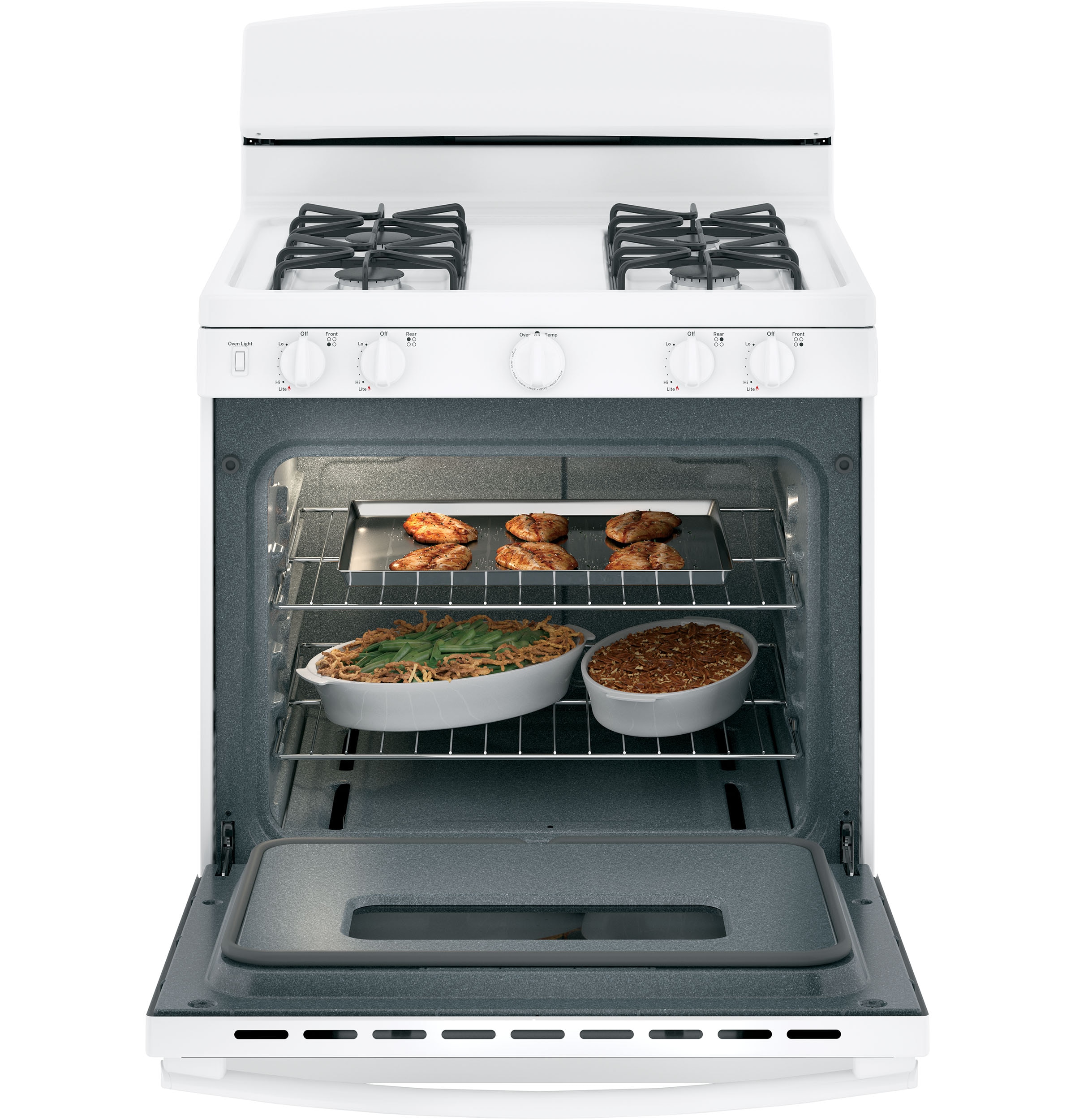 30" White Freestanding Gas Range with 4.8 cu. ft. Oven