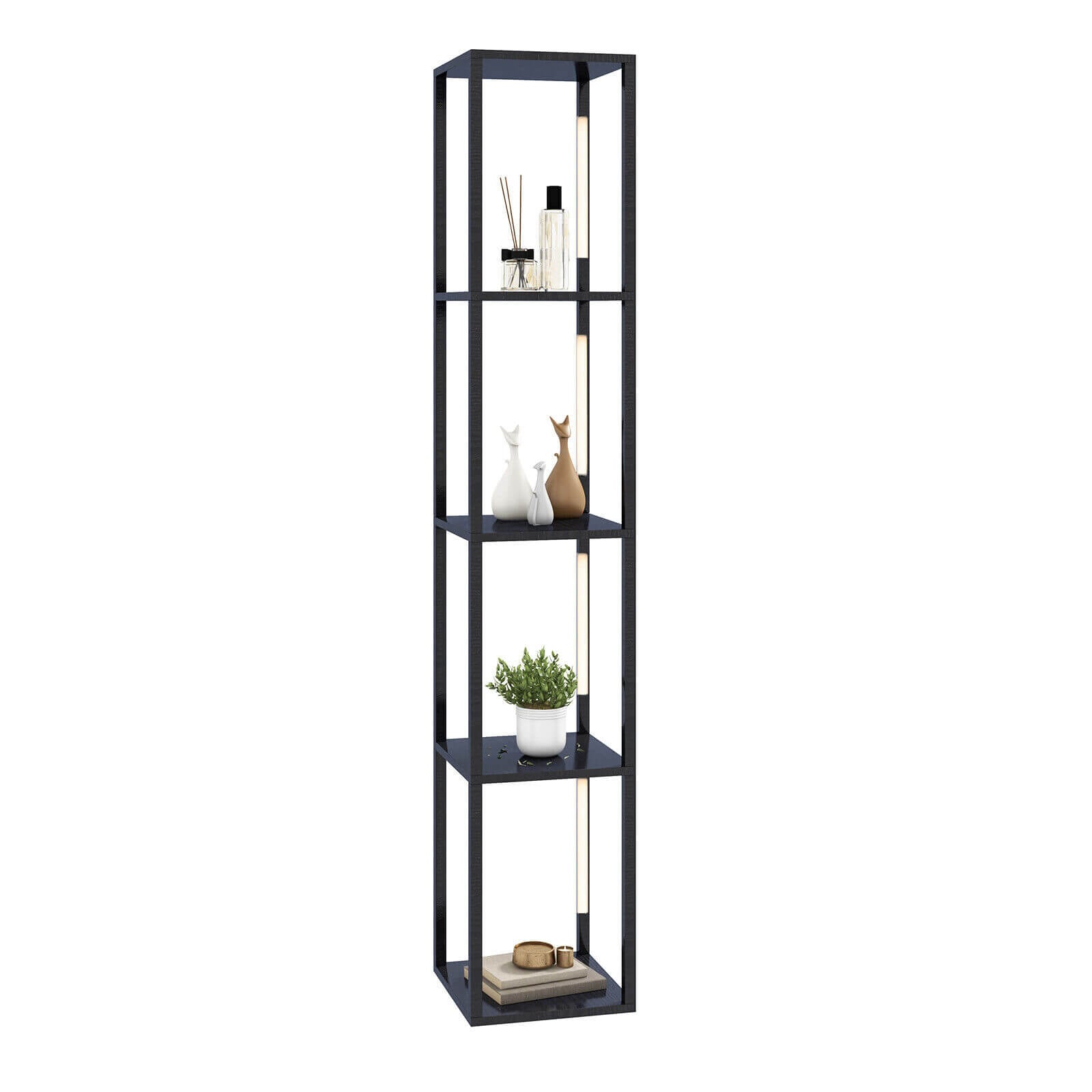 WELLFOR BSSE-59397 Floor Lamp 64-in Black Shelf Floor Lamp with No shade Shade
