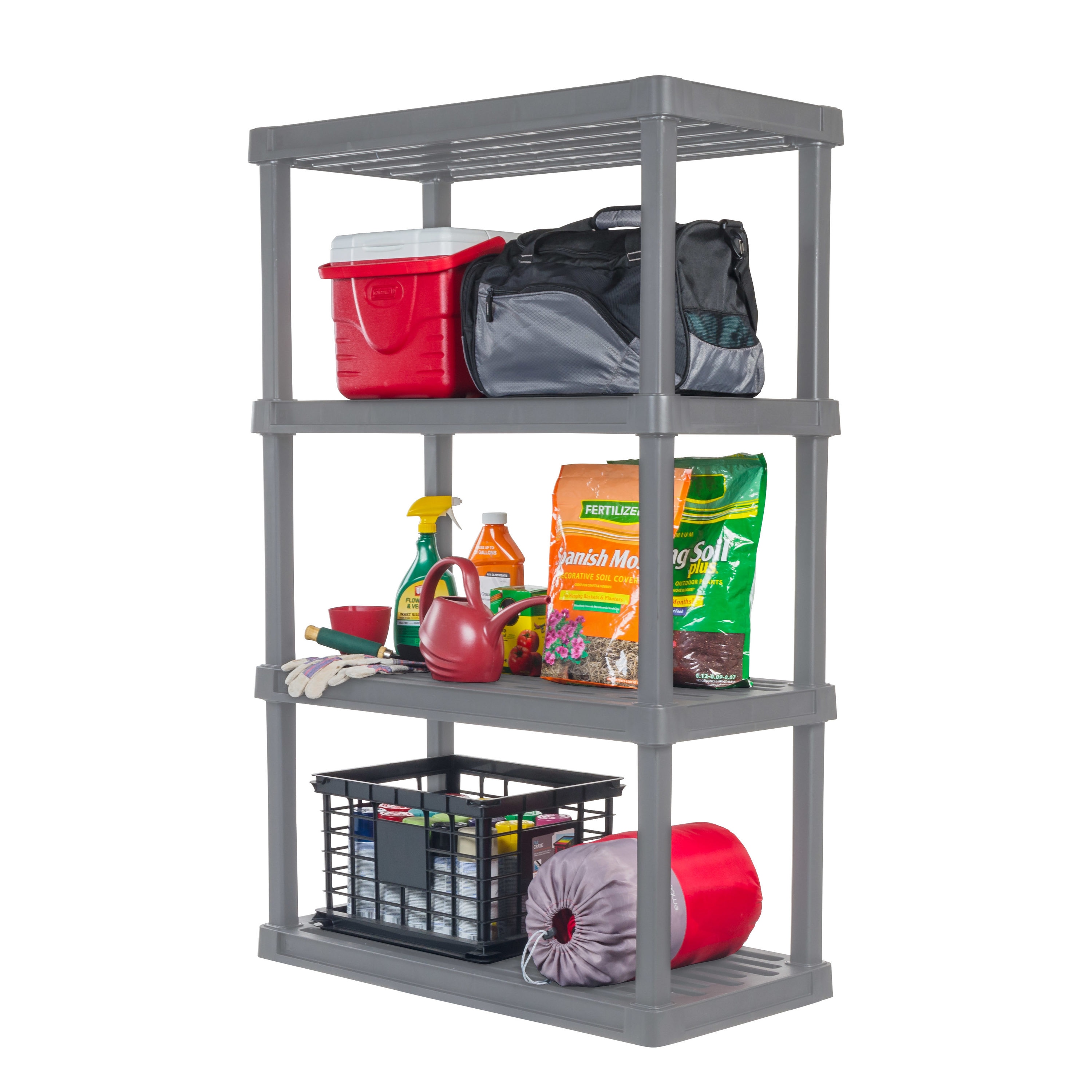 Gray 4-Tier Plastic Utility Storage Shelves
