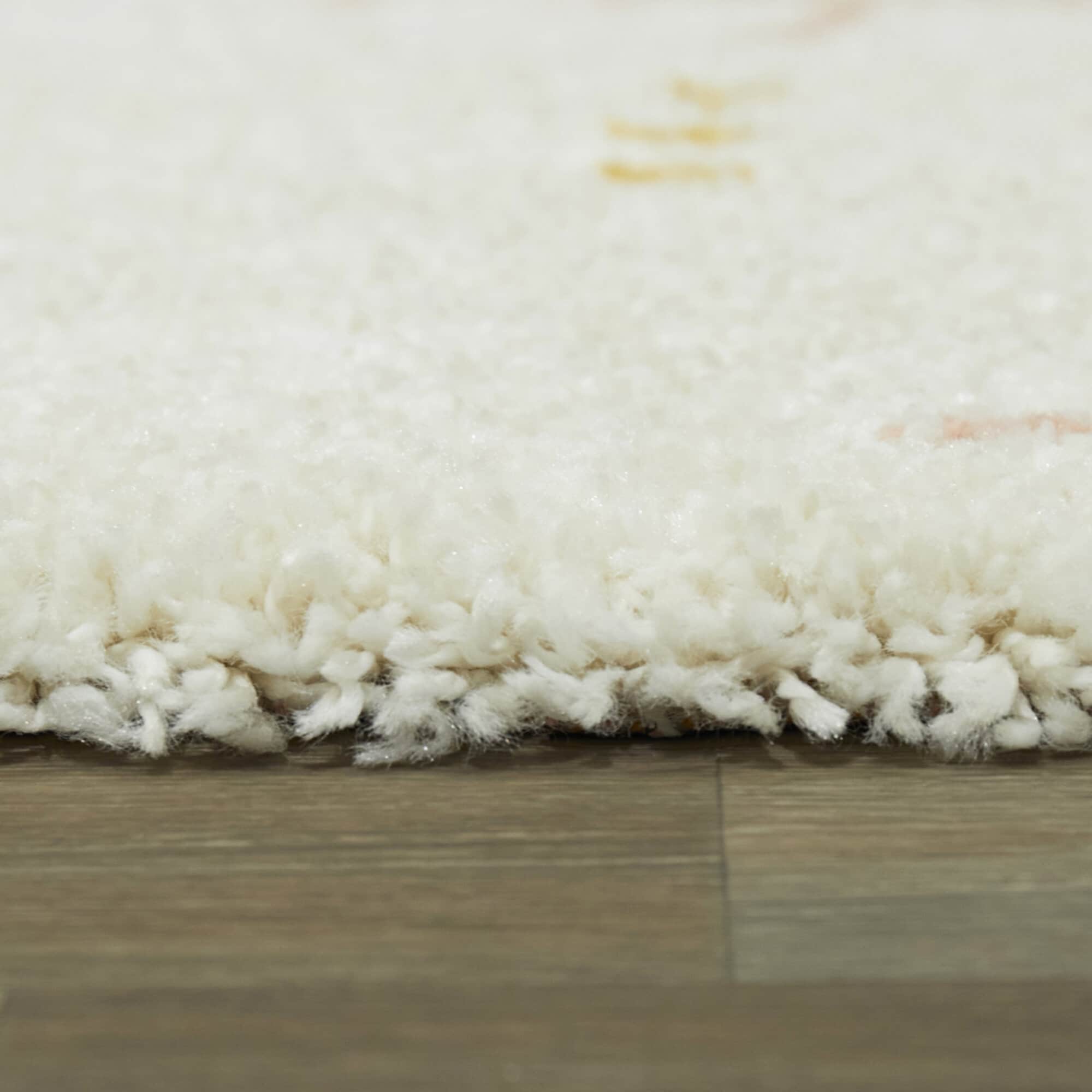 Cream and Yellow Sun Spot Kids' Rectangular Synthetic Rug 5' x 7'