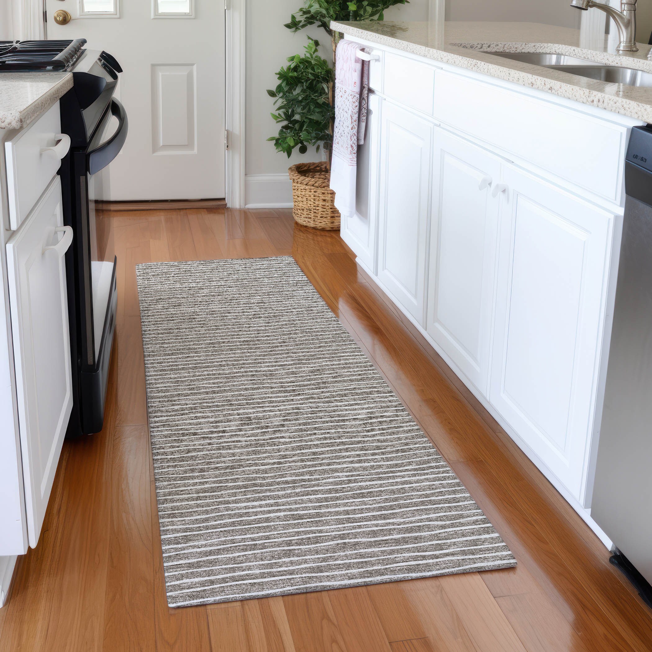 Addison Rugs AMF138TP2X8 Mayfield AMF138TP 2 x 7 (ft) Loomed Polyester Taupe Rectangular Indoor Geometric Machine washable Area rug