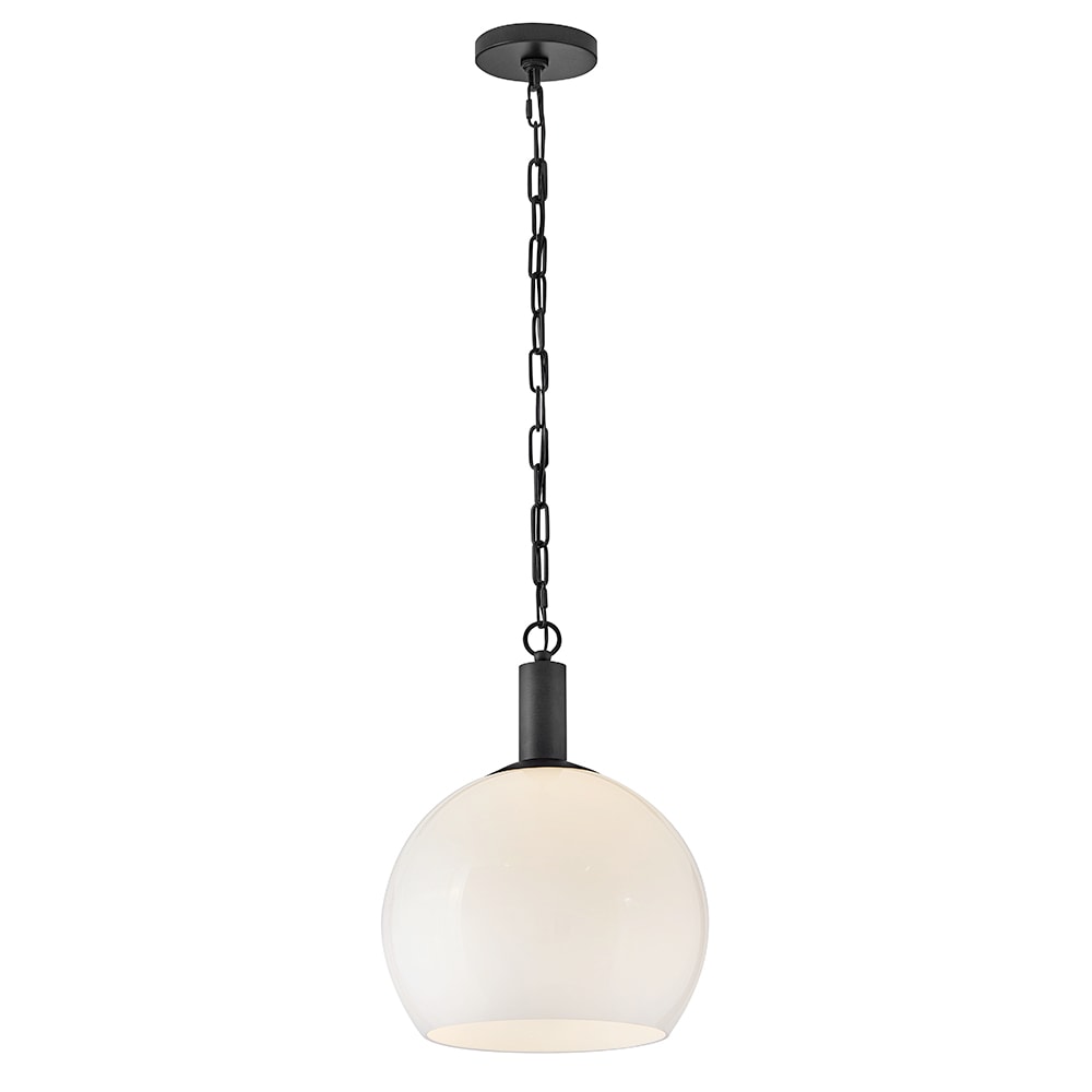 Lark 84287BK Rivi Black Transitional Opal glass Bowl Medium Hanging Pendant light