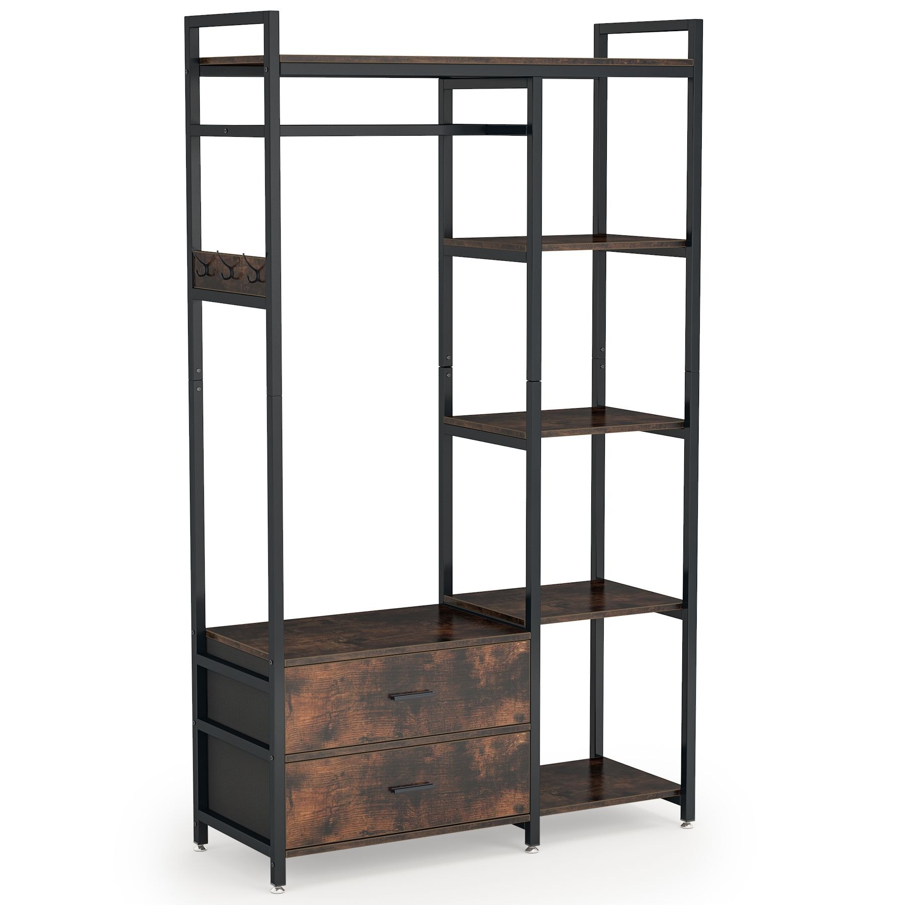 Tribesigns 59.06-ft to 59.06-ft W x 5.77-ft H Brown Ventilated Shelving  Wood Closet System in the Wood Closet Kits department at