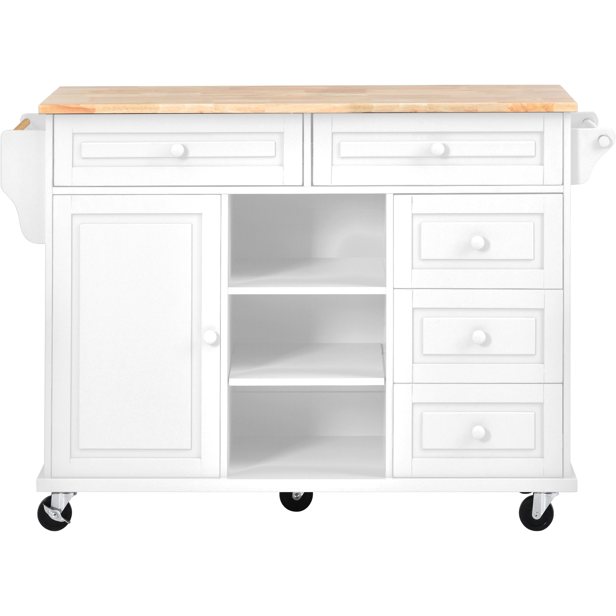 Miki Shinly White Mdf Base with Mdf Top Rolling Kitchen Island (29.5-in x 52.76-in x 36.81-in)
