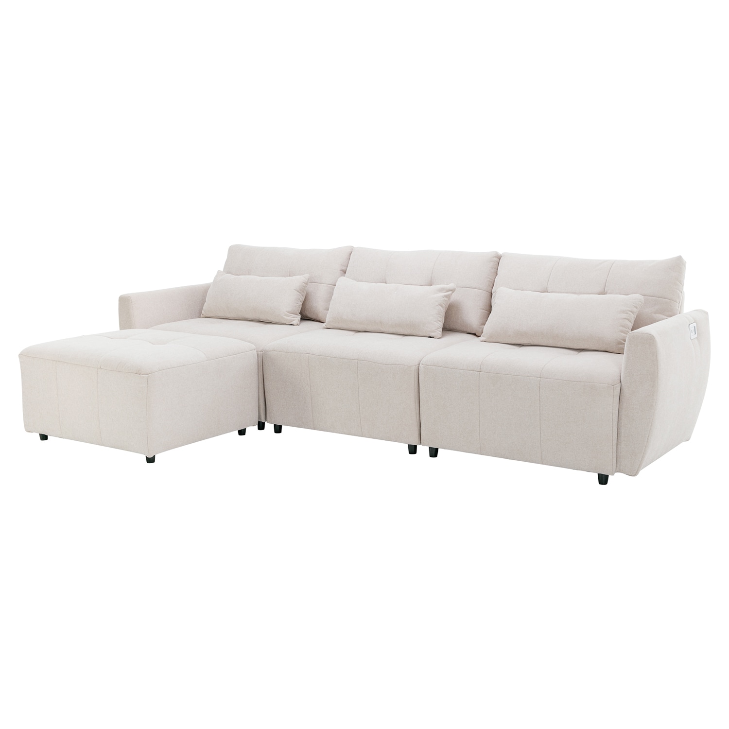 Bybafun 113.3-in Modern Off-white Chenille Reclining Sectional In The ...