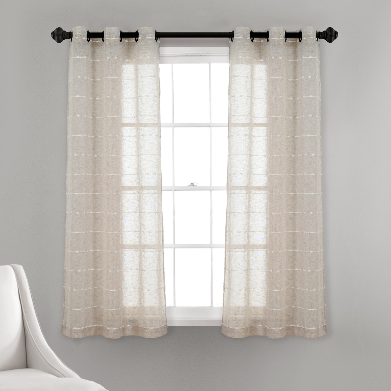 Lush Decor 21T010790 63-Inches Beige Sheer Grommet Curtain panel pair