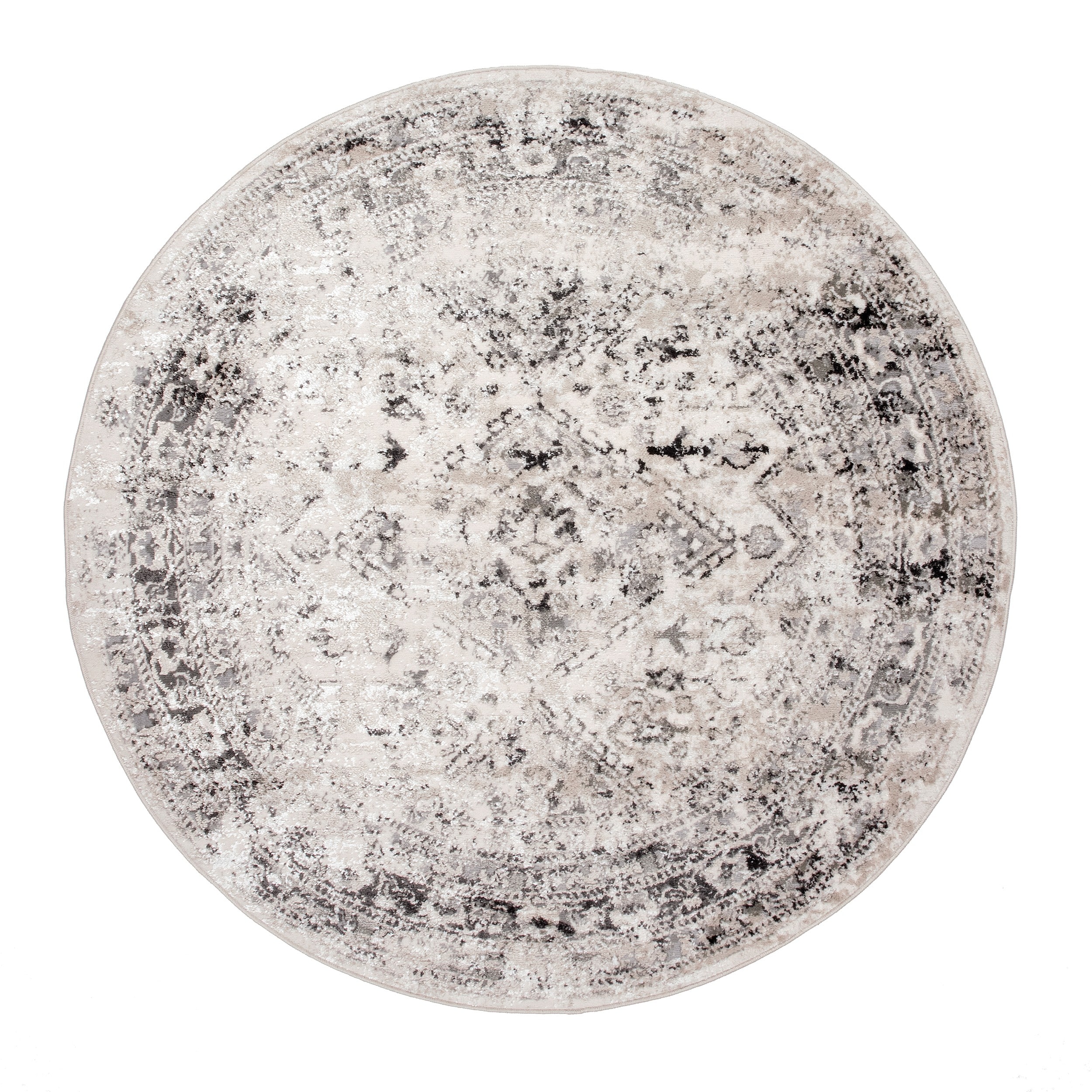 nuLOOM CFDR05A-R505 Shaunte 5 x 5 (ft) Loomed Polypropylene Silver Round Indoor Medallion Area rug