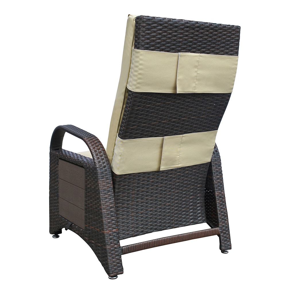 Topcraft Wicker Brown Metal Frame Stationary Recliner Chair with Off ...