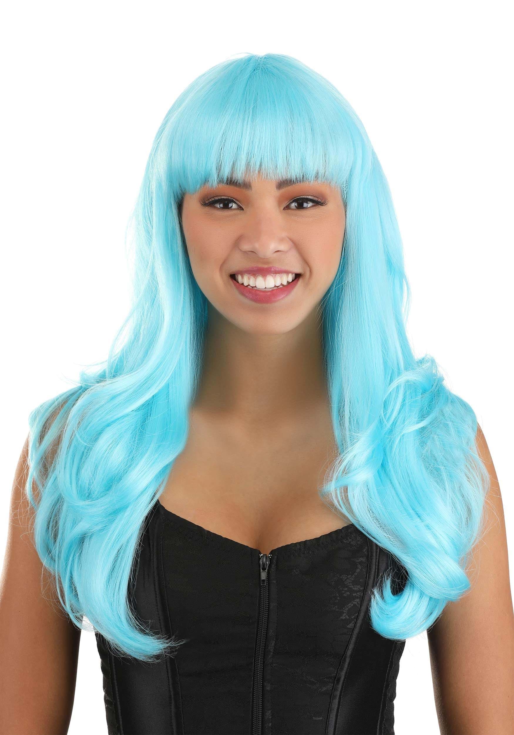 HalloweenCostumes.com FUN3744-ST FUN Costumes Full Light Blue Wavy Wig Standard