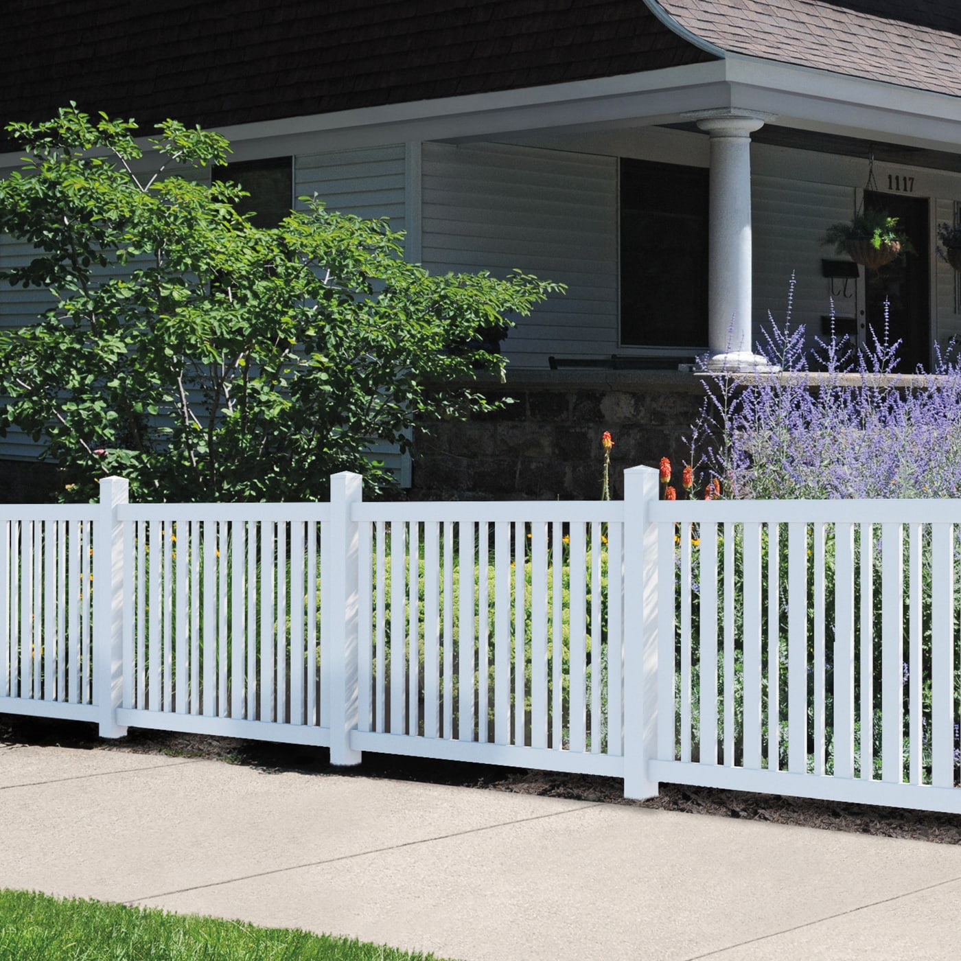 Outdoor Essentials Evanston 4-ft H x 6-ft W White Vinyl Flat-top Fence Panel (Unassembled)