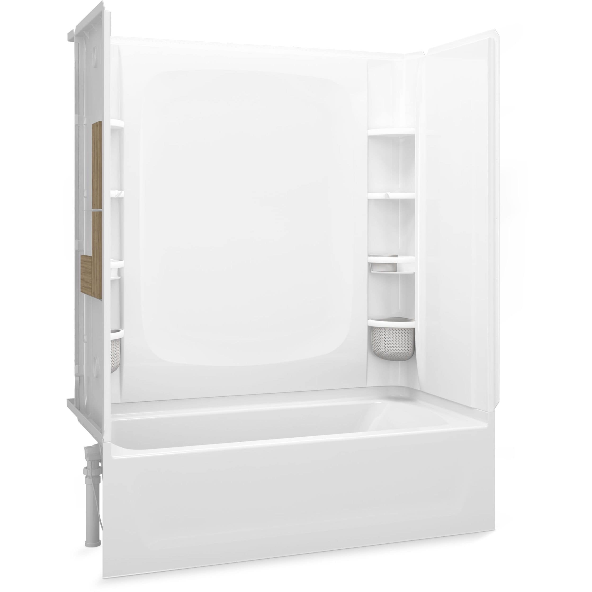 Sterling 71470118-0 31-in W x 60-in L x 79-in H White 4-Piece Bathtub and Shower Combination Kit (Left Drain) with Tub, Wall and Drain Included