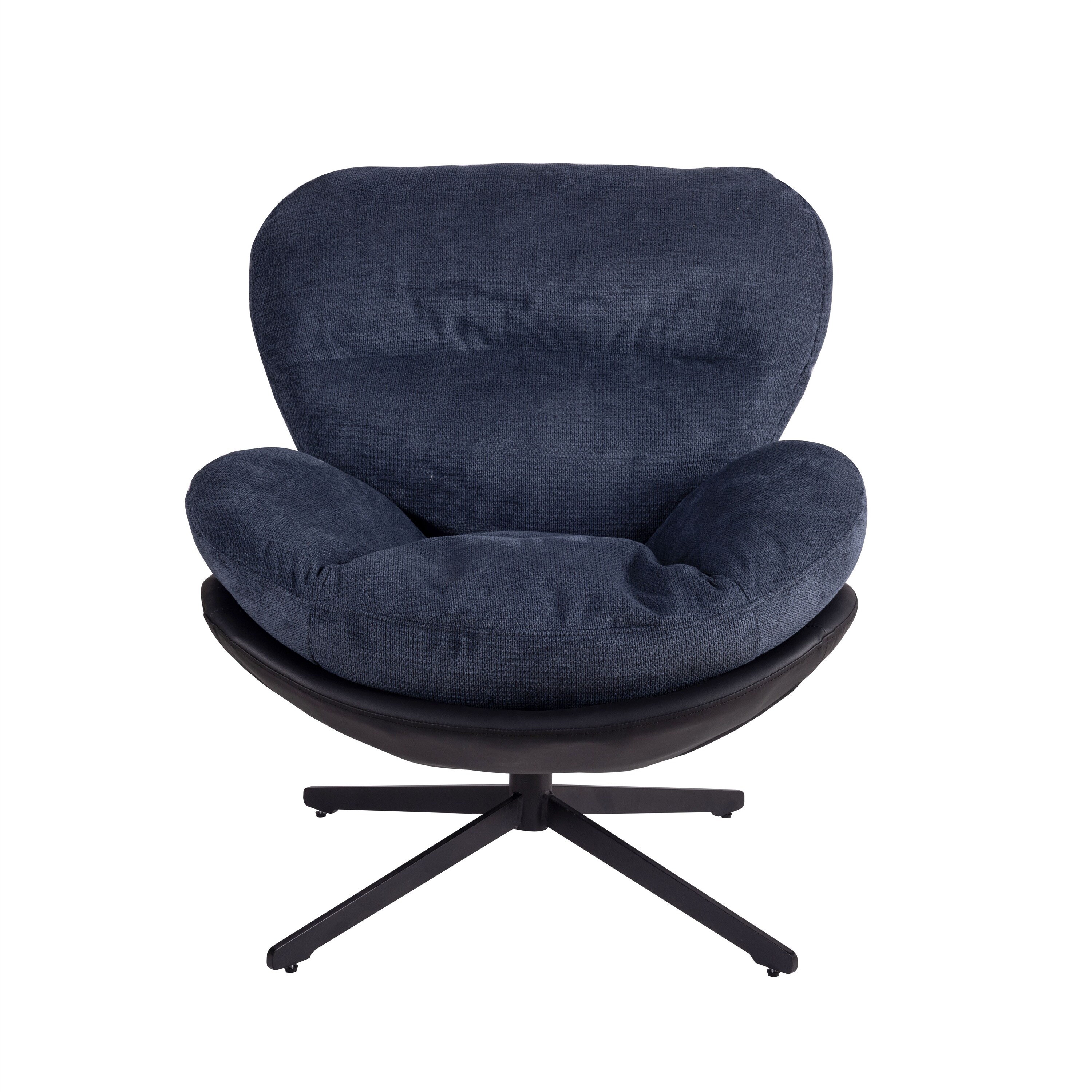 Best Selling Home Decor 320872 Modern Navy Blue Faux leather Swivel Accent Chair