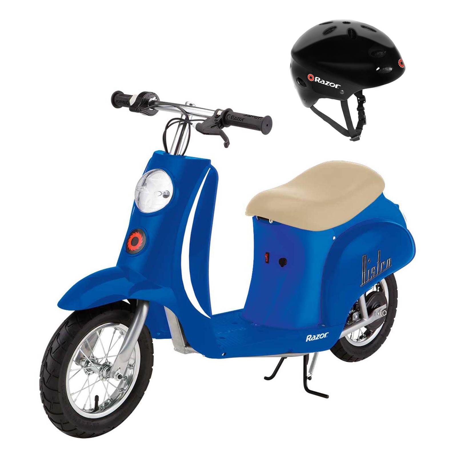 Razor Razor Pocket Mod Euro 24V Electric Kids Retro Scooter with Helmet, Blue in Scooters department at Lowes.com