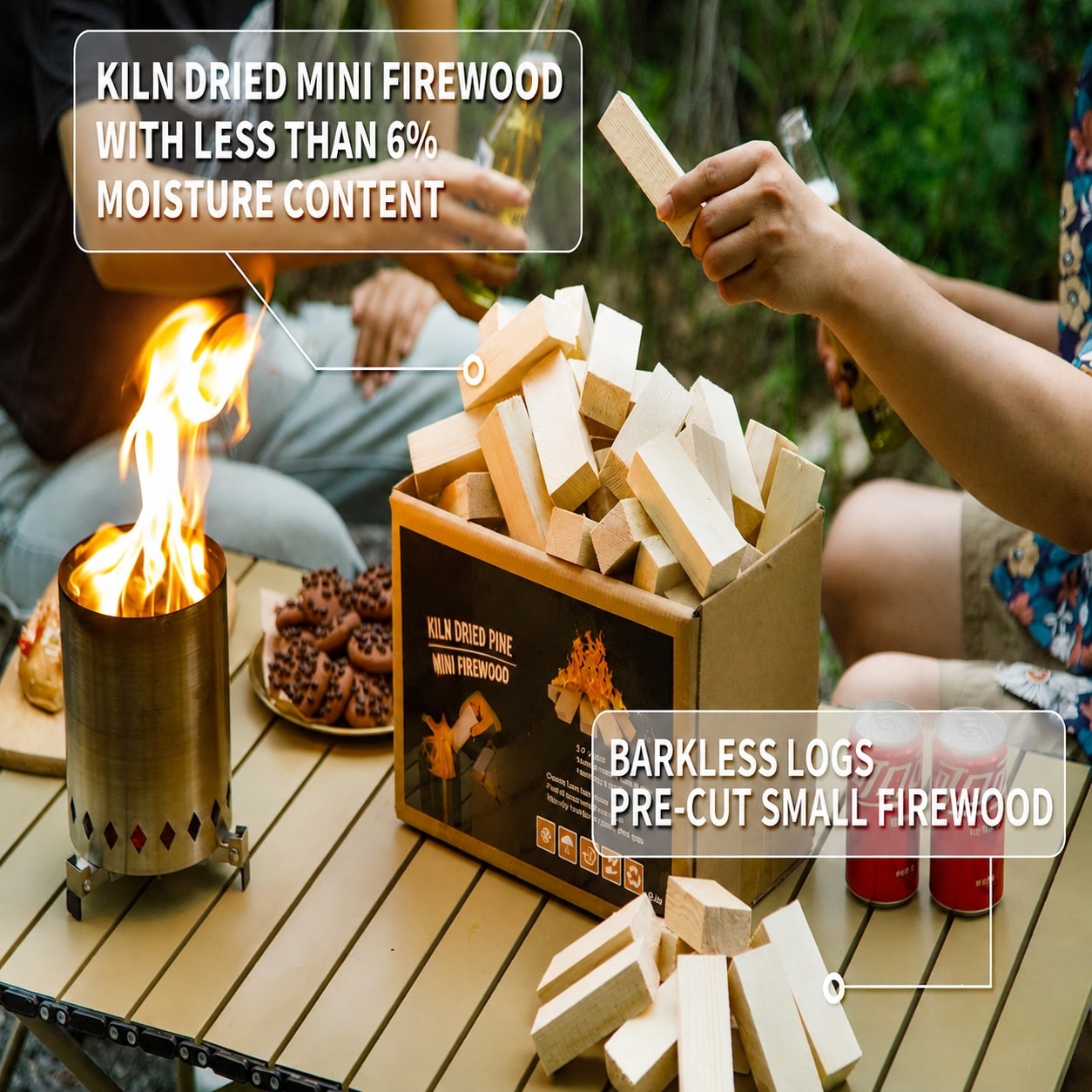 CYIKE Mini Fire Stick Wood with 12pcs Fire Starters 3.5 in Lengths Kiln ...