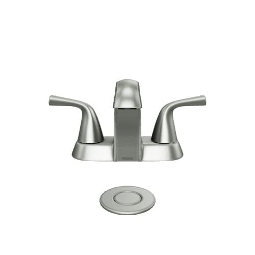Moen Haber Spot Resist Brushed Nickel 2-handle 4-in Centerset WaterSense Bathroom Sink Faucet with Drain Moen Haber Spot Resist Brushed Nickel 2-handle 4-in Centerset WaterSense Bathroom Sink Faucet with Drain