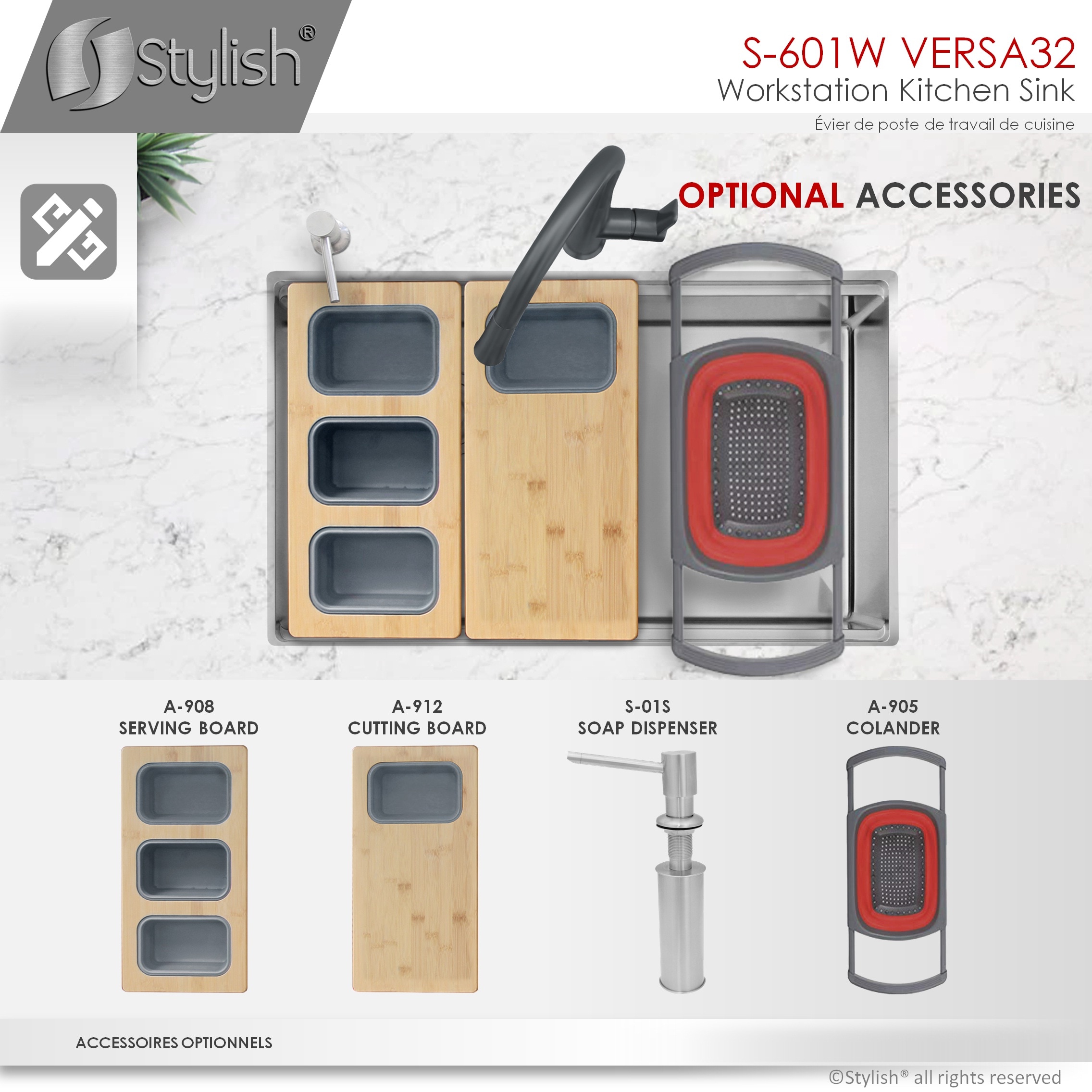 Stylish S-601W1 Kitchen-Sinks - View #14