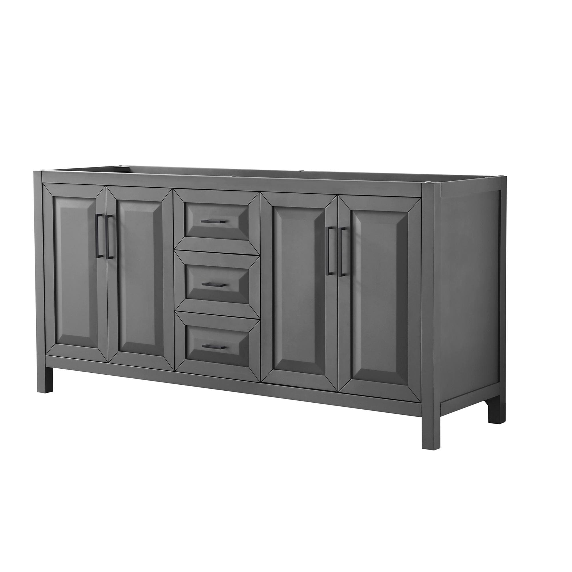 Wyndham Collection WCV252572DGBCXSXXMXX Daria 72-in Dark Gray with Matte Black Trim Bathroom Vanity Base Cabinet without Top