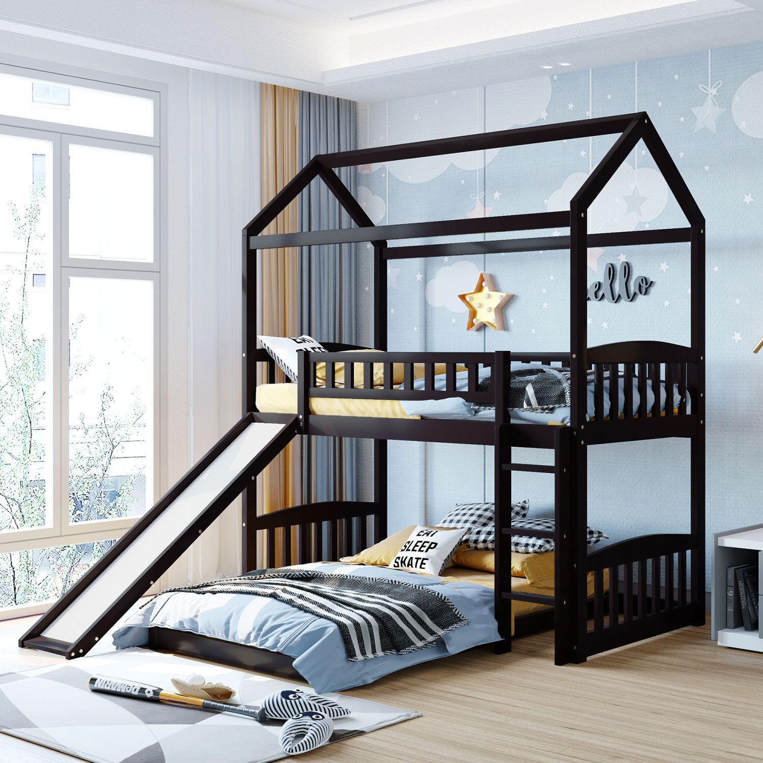 JASMODER LT000214AAP Espresso Twin Composite Platform Bed