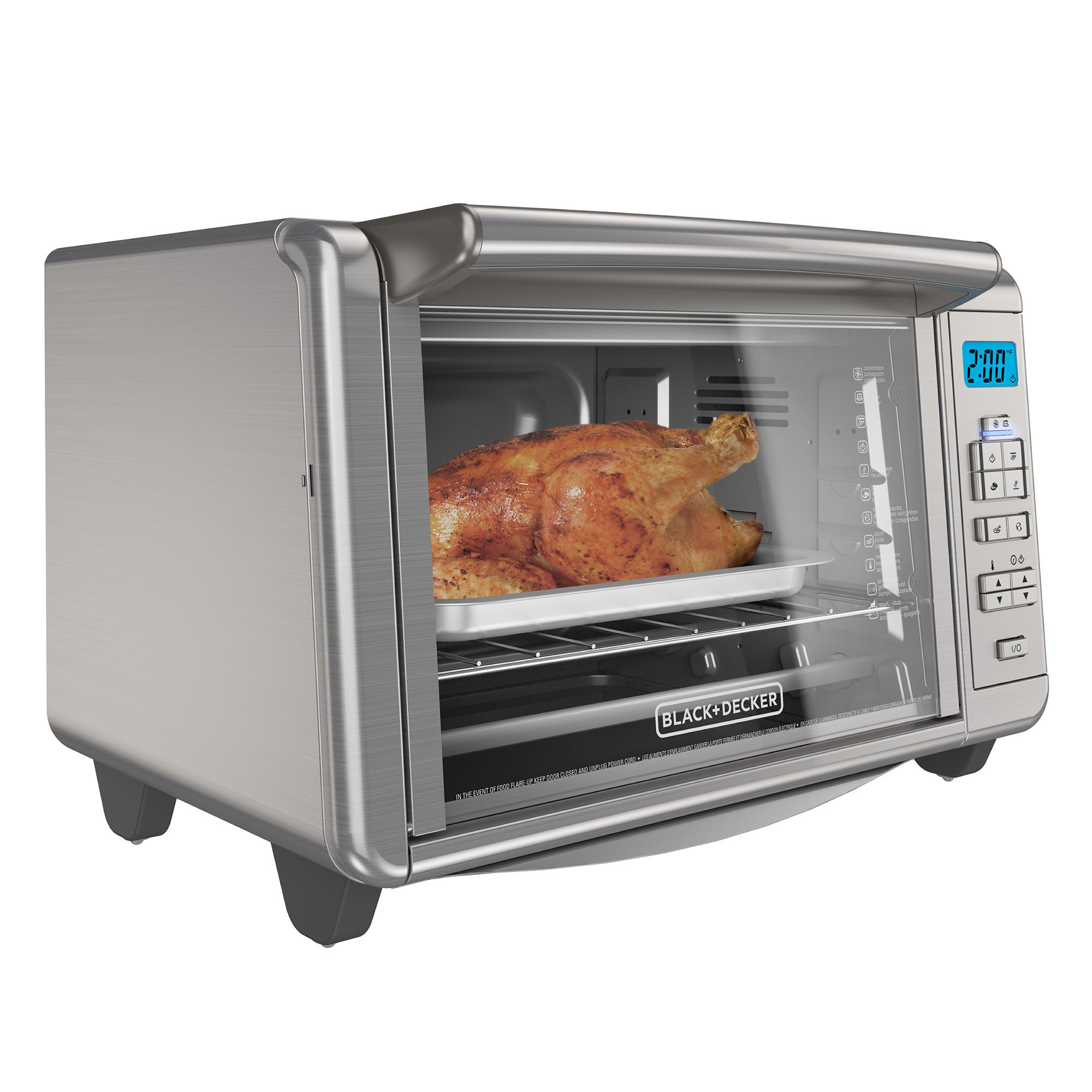 Black+Decker TO3215SS Toaster Oven, 1500 W, 6-Slice, Knob Control,  Stainless Steel, Black/Silver