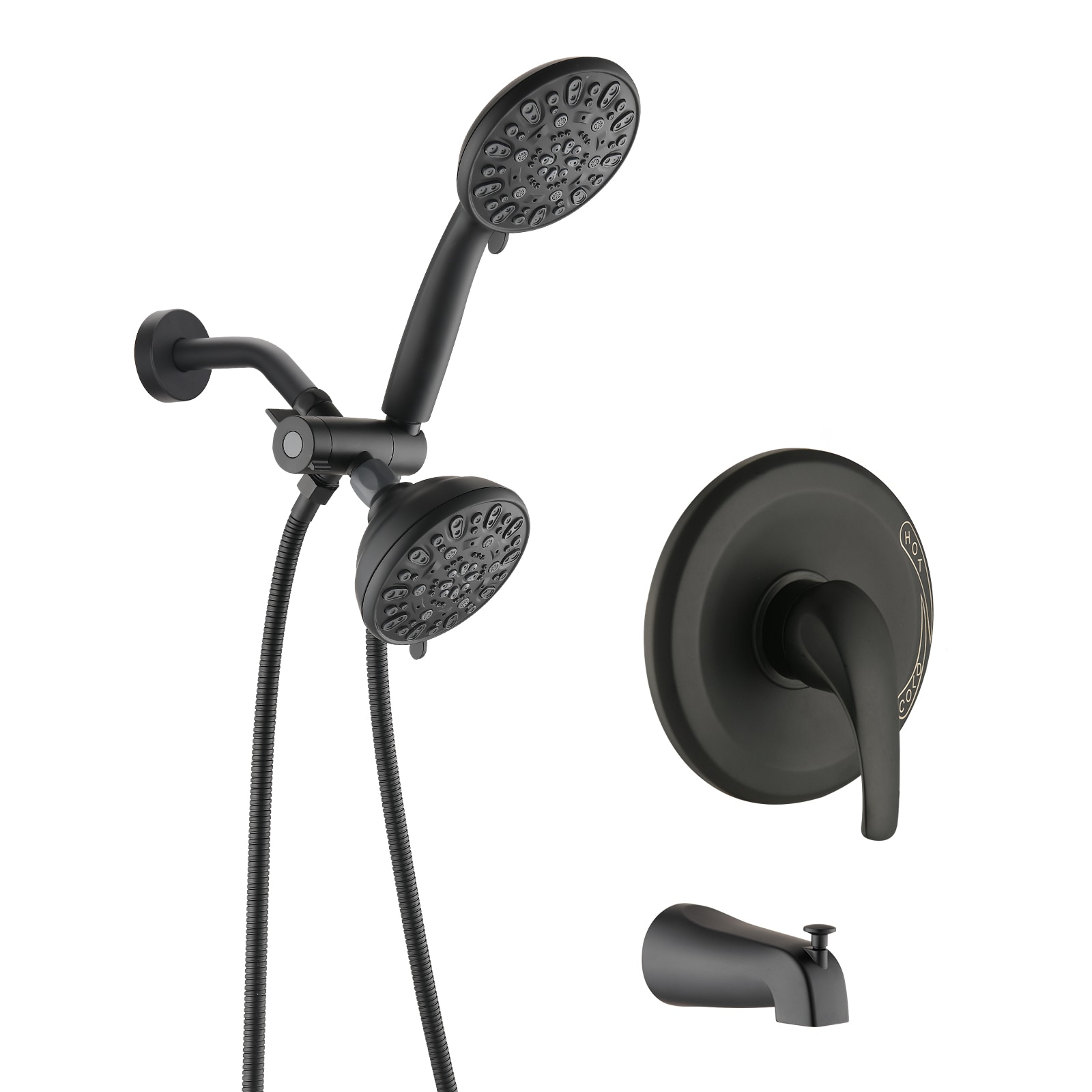 Clihome MS-BL-A3806-MB Black 4.72-in Dual Head Built-In Shower Faucet System ( Pressure-balanced Valve Included )