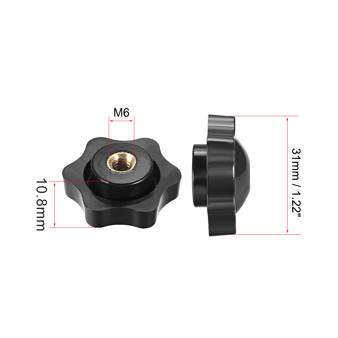 Unique Bargains 5pcs Clamping Handle Screw Knobs Handle M6 Threaded ...