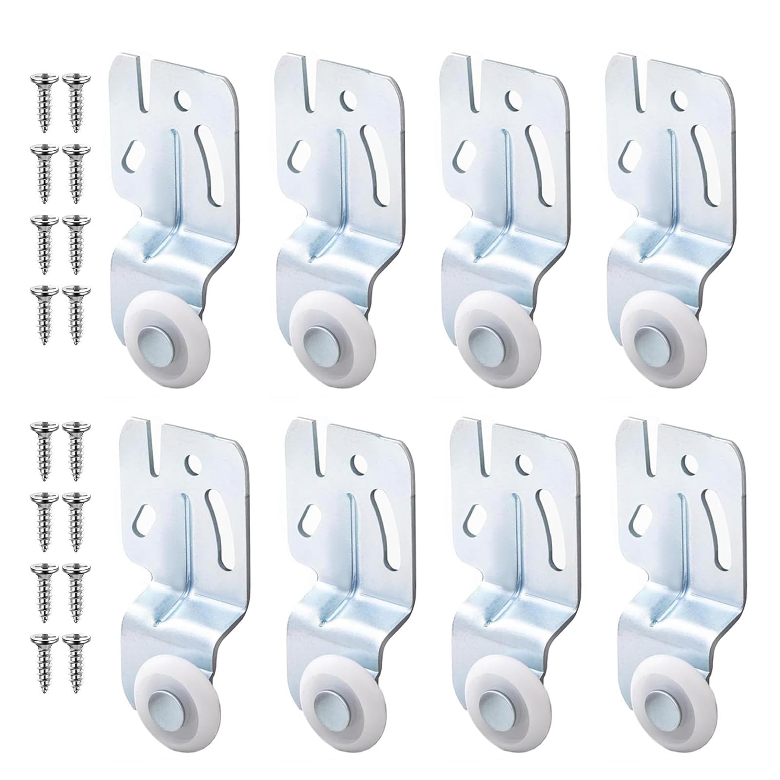 LILILIAN FMY  Sliding Closet Door Rollers Kit 8 Pieces for Top Hung Bypass Doors Fits Doors Three Fourths to One and Three Eighths Inch Thick