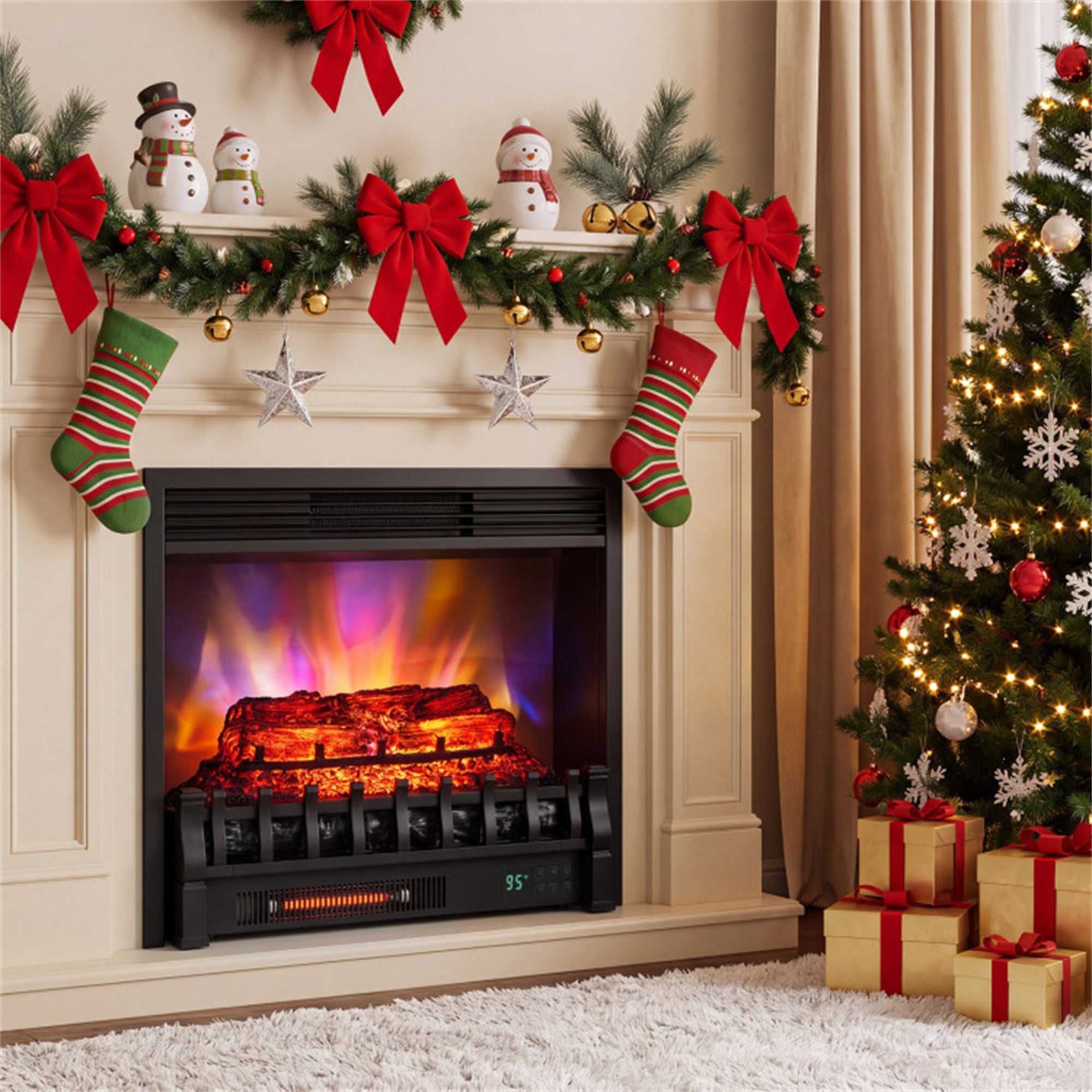 BABOOM 23-in W Black Free standing Infrared quartz Tabletop Electric Fireplace with Remote Control Included