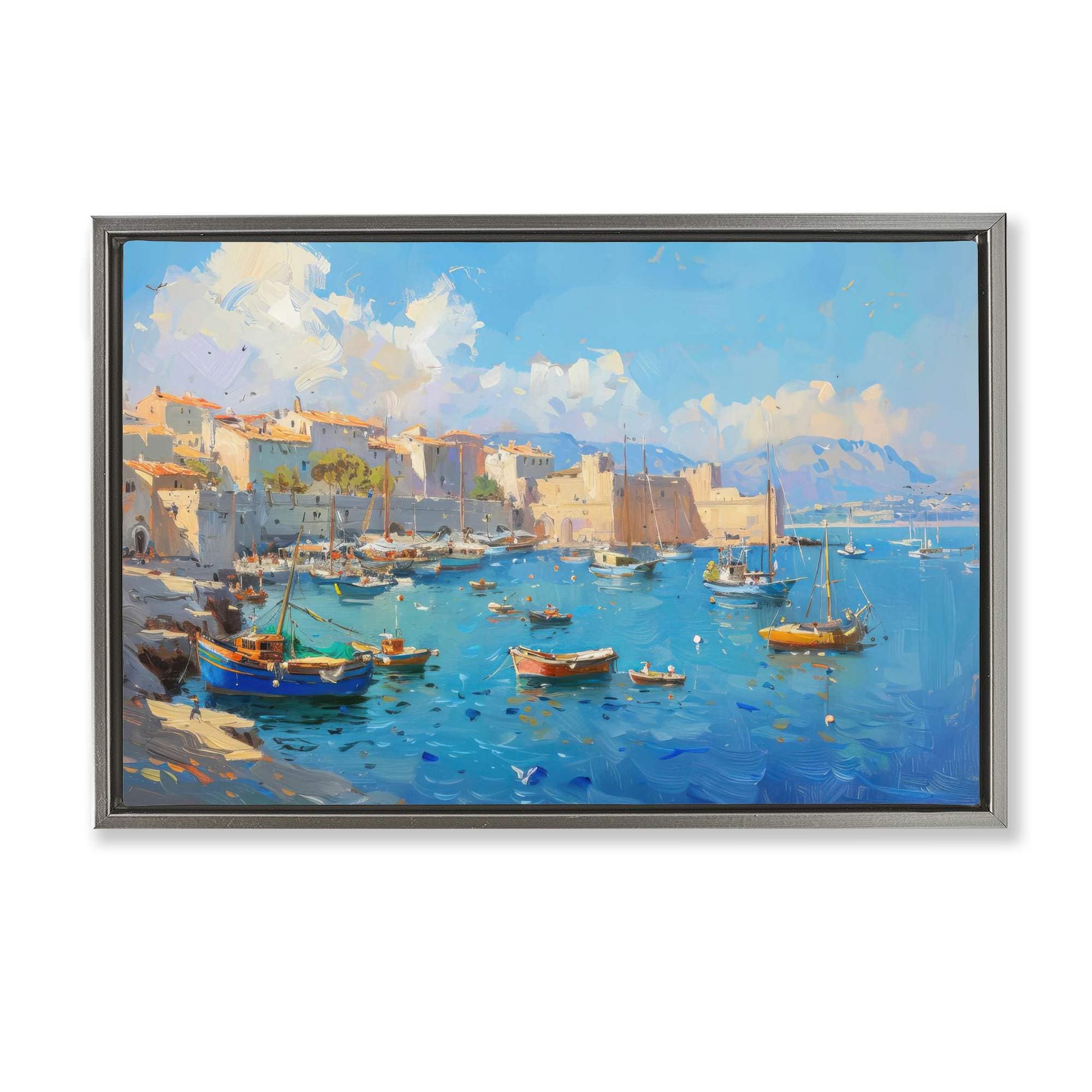 Stupell Industries BT-726-FFL-20X30 Nautical Harbor Coastal Town Floating Frame design by LSR Design Studio