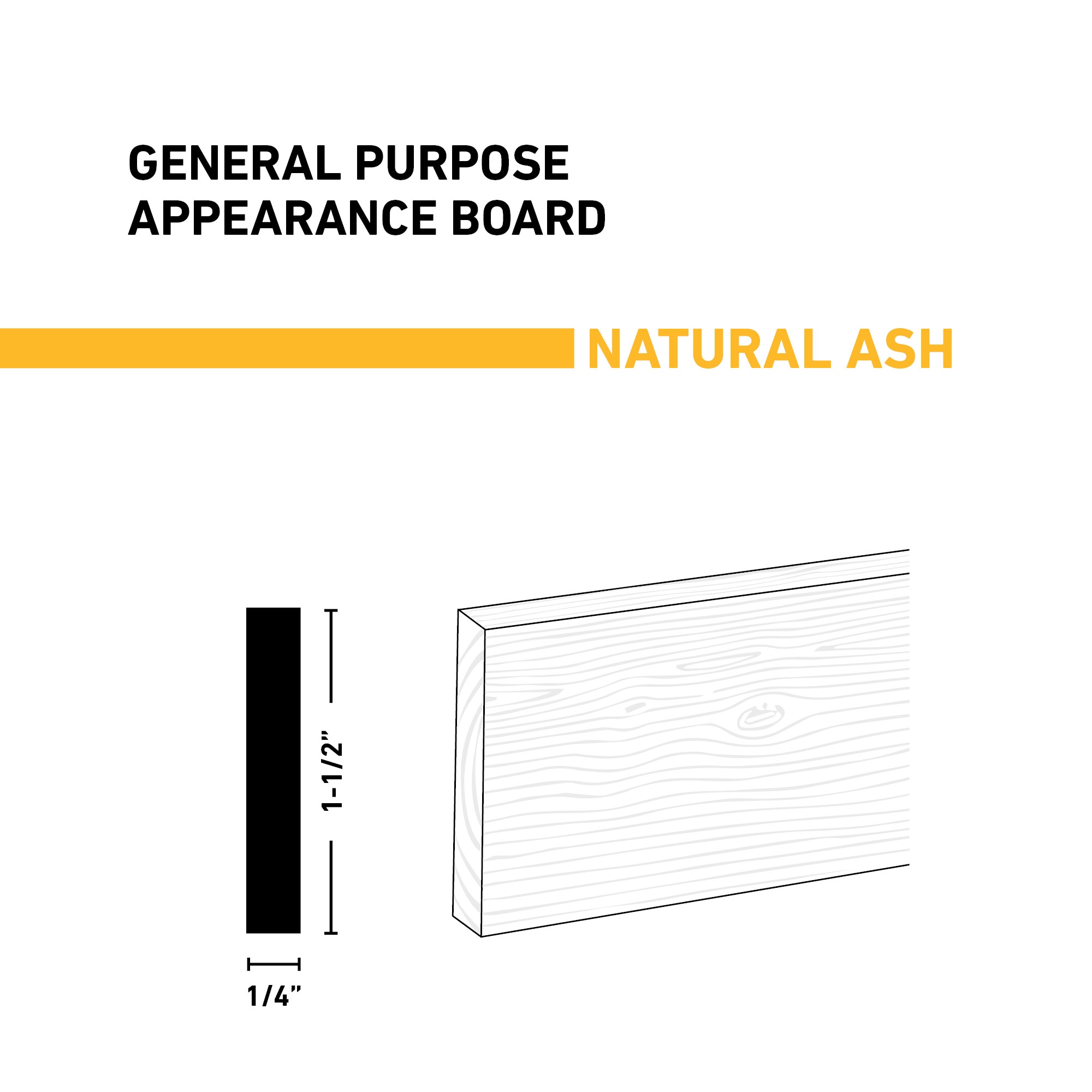 Ornamental Mouldings BRDNAT 1-4X2X4ASH Appearance-Boards - View #2