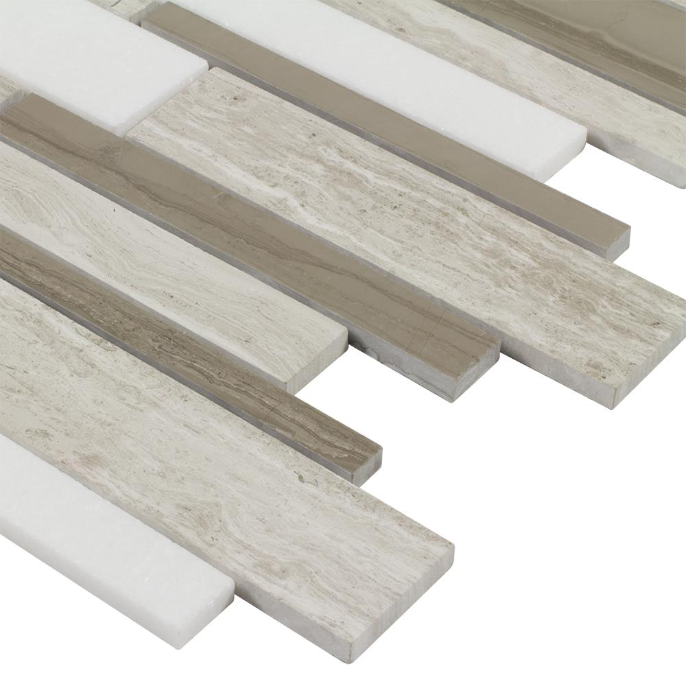 Elida Ceramica SMPL-SNBL (Sample) Multi 3-in x 12-in Marble Linear Mosaic Thinset Mortar Tile