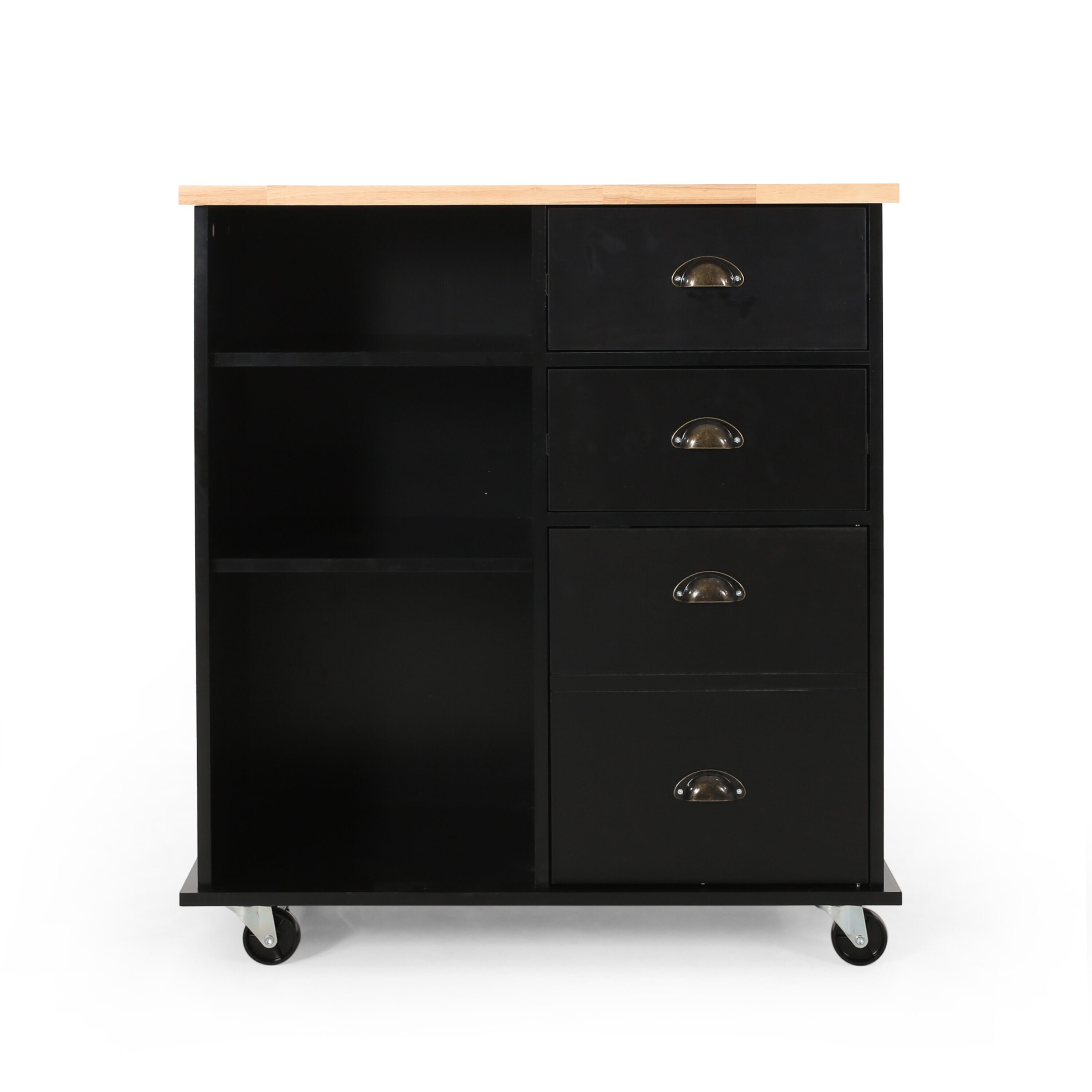 Best Selling Home Decor Gray Mdf Base with Wood Top Rolling Kitchen Cart (17.75-in x 31.5-in x 34.5-in)