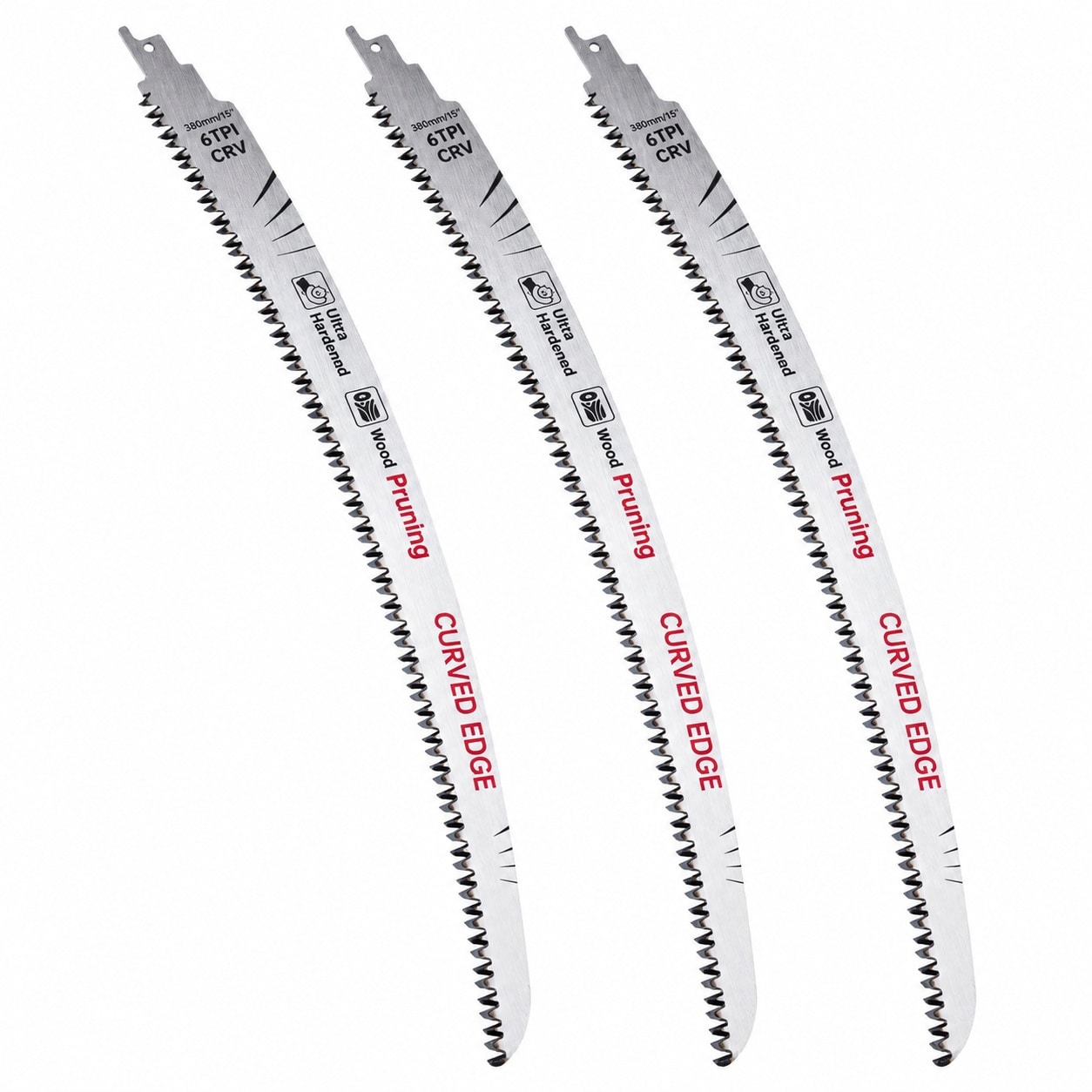GAOLLY KHKFY 15 Inch Reciprocating Saw Blades Set 6TPI Japanese Teeth Arc Edge Wood Pruning Blades for Tree Trimming and Cutting Durable Steel 3 pcs