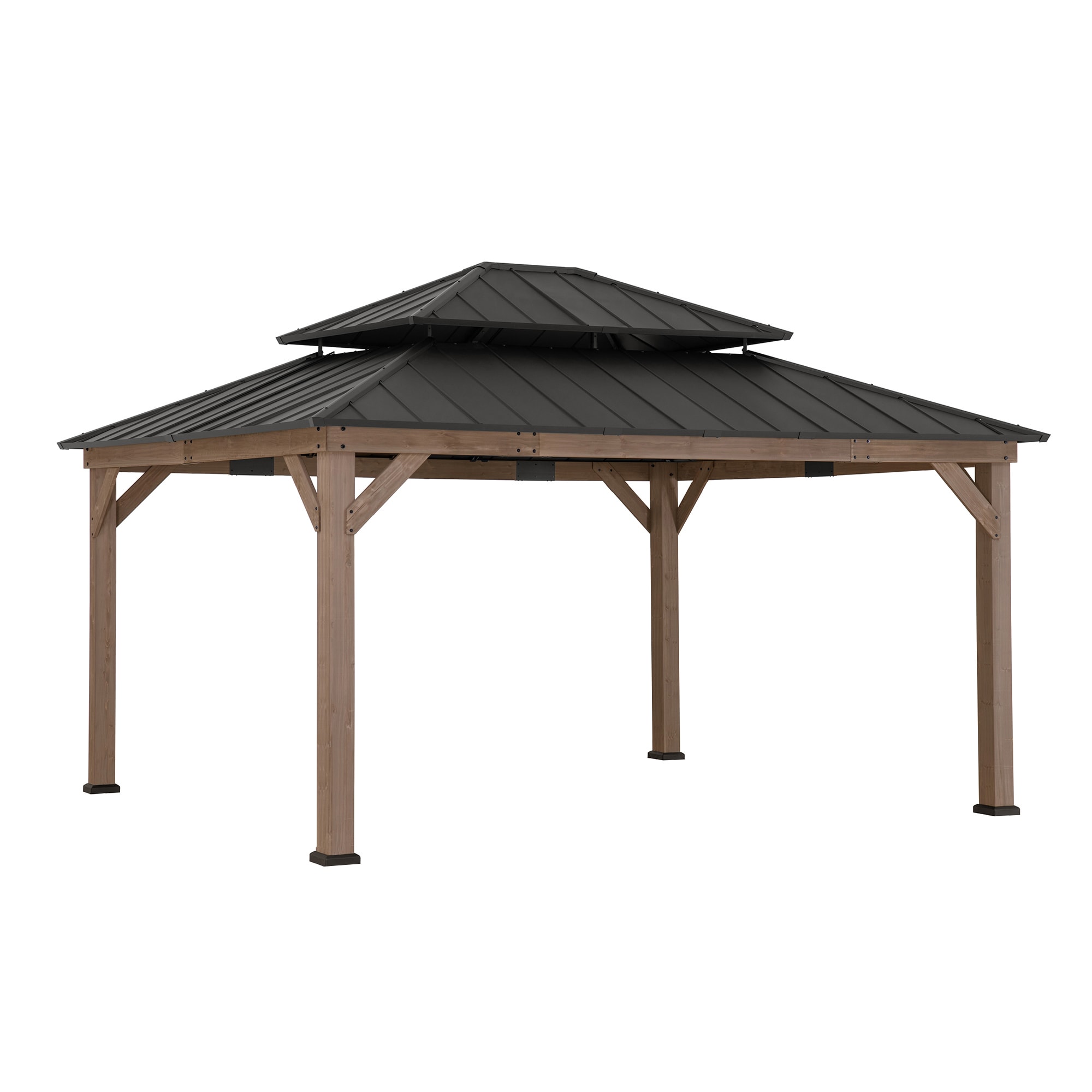 Cedar Framed Brown Steel 13x15 ft. Outdoor Patio Gazebo