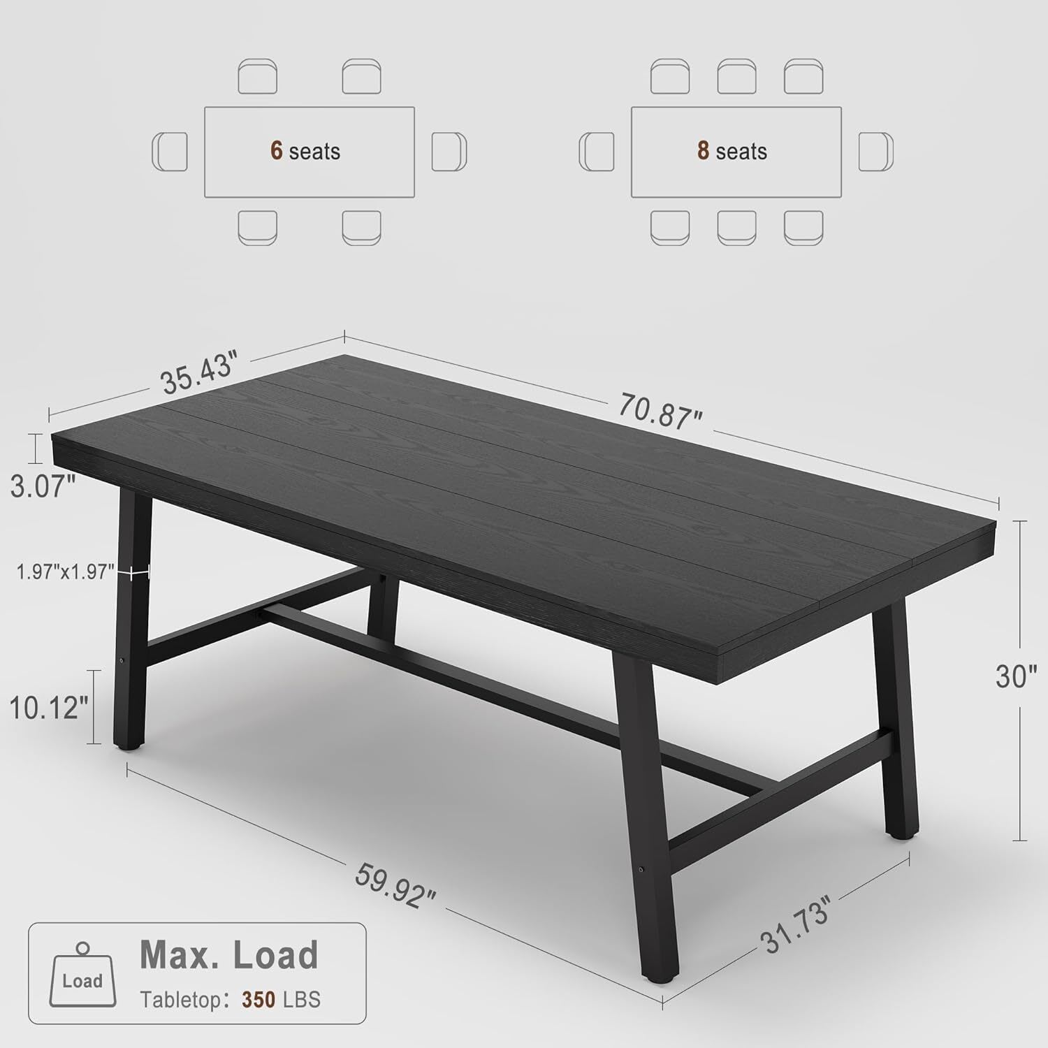 WhizMax DUKE-PHO-33FW-BL Dining-Tables - View #2